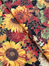 Fall Glory – Harvest Flowers Metallic Fabric by Timeless Treasures, autumn floral cotton with gold accents.
