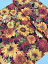 Fall Glory – Harvest Flowers Metallic Fabric by Timeless Treasures, autumn floral cotton with gold accents.