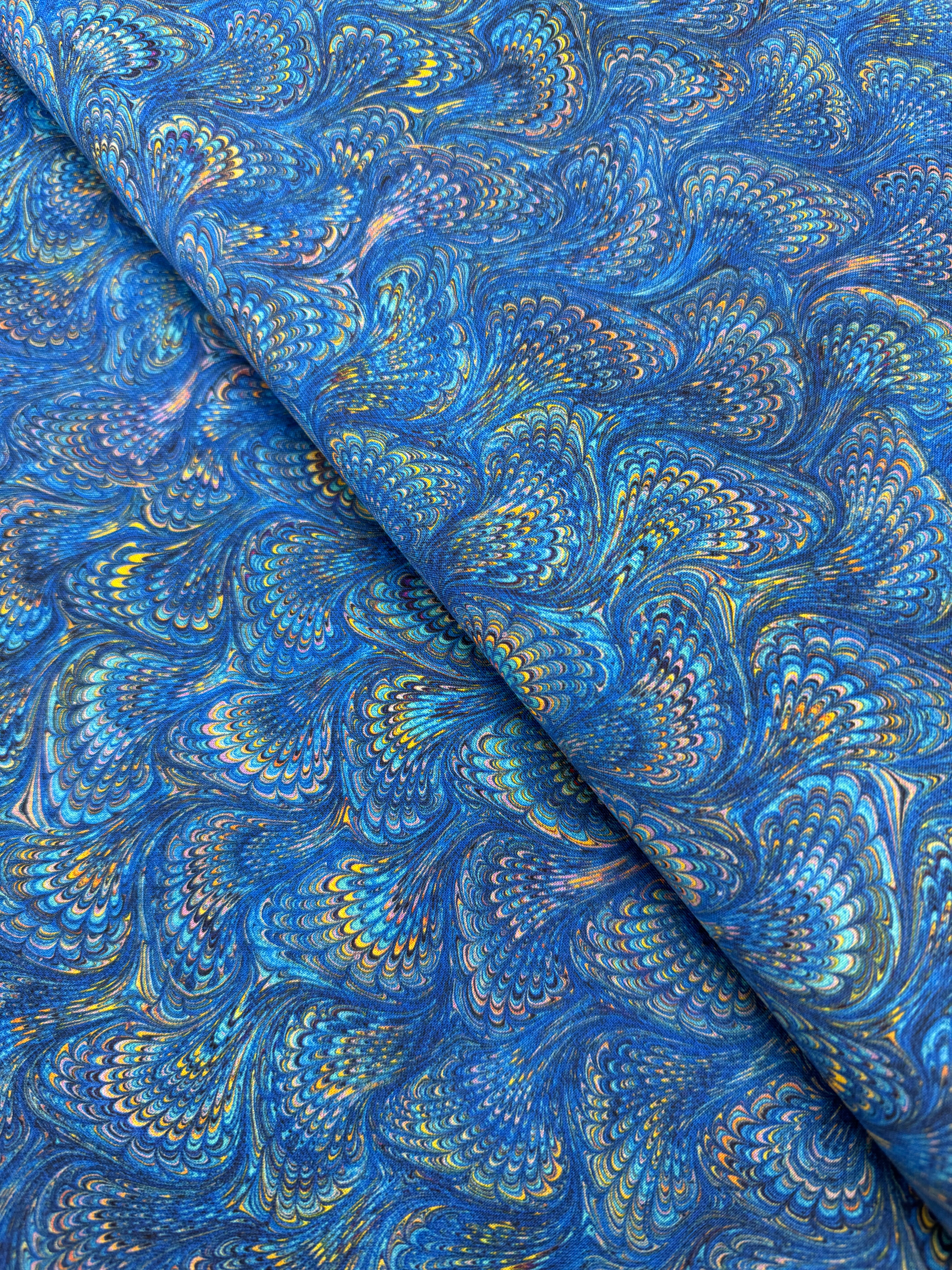 Library of Rarities Swirls Indigo fabric by Aimee Stewart – 100% cotton with swirling patterns in rich indigo by Robert Kaufman.