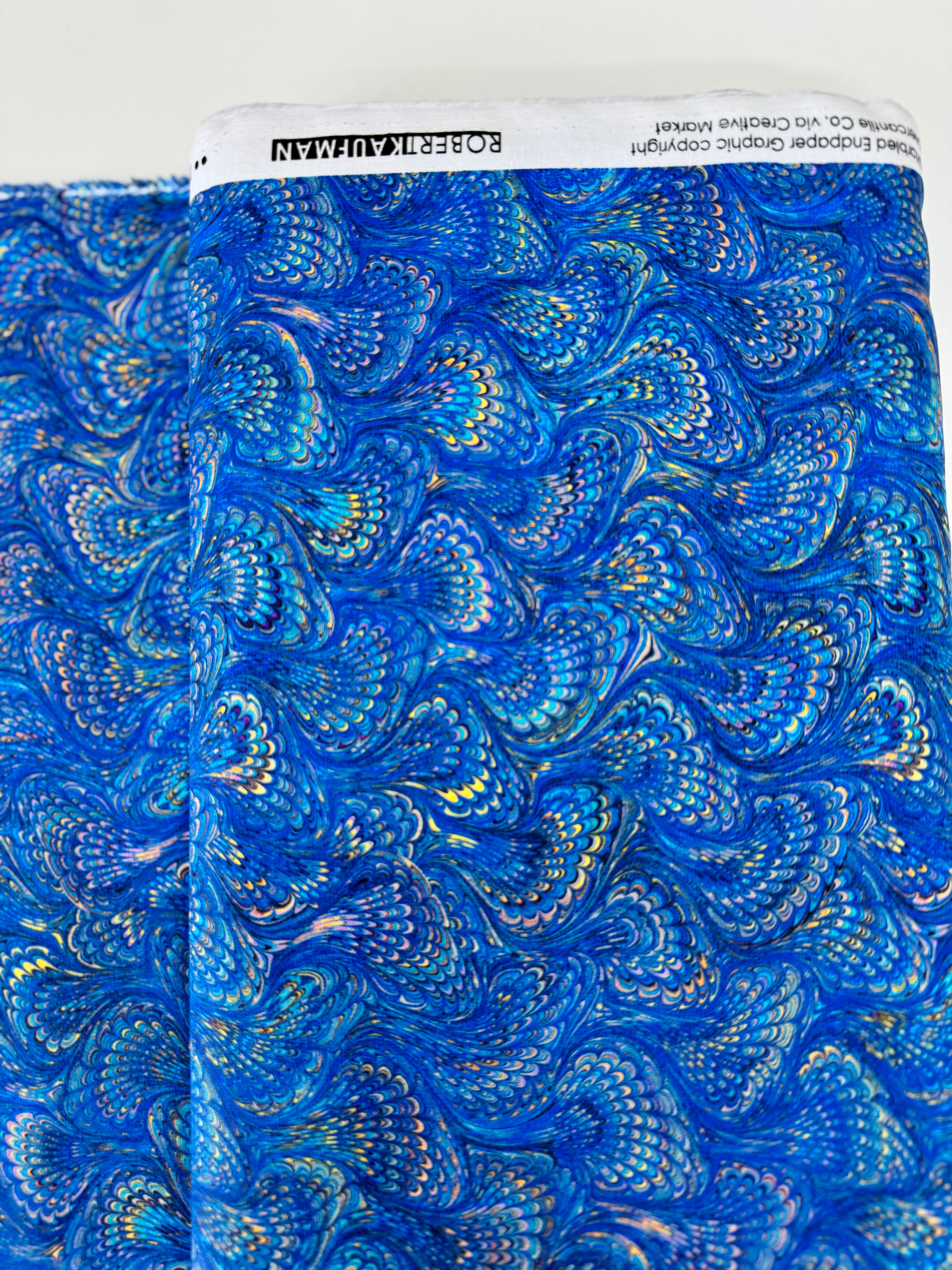 Library of Rarities Swirls Indigo fabric by Aimee Stewart – 100% cotton with swirling patterns in rich indigo by Robert Kaufman.