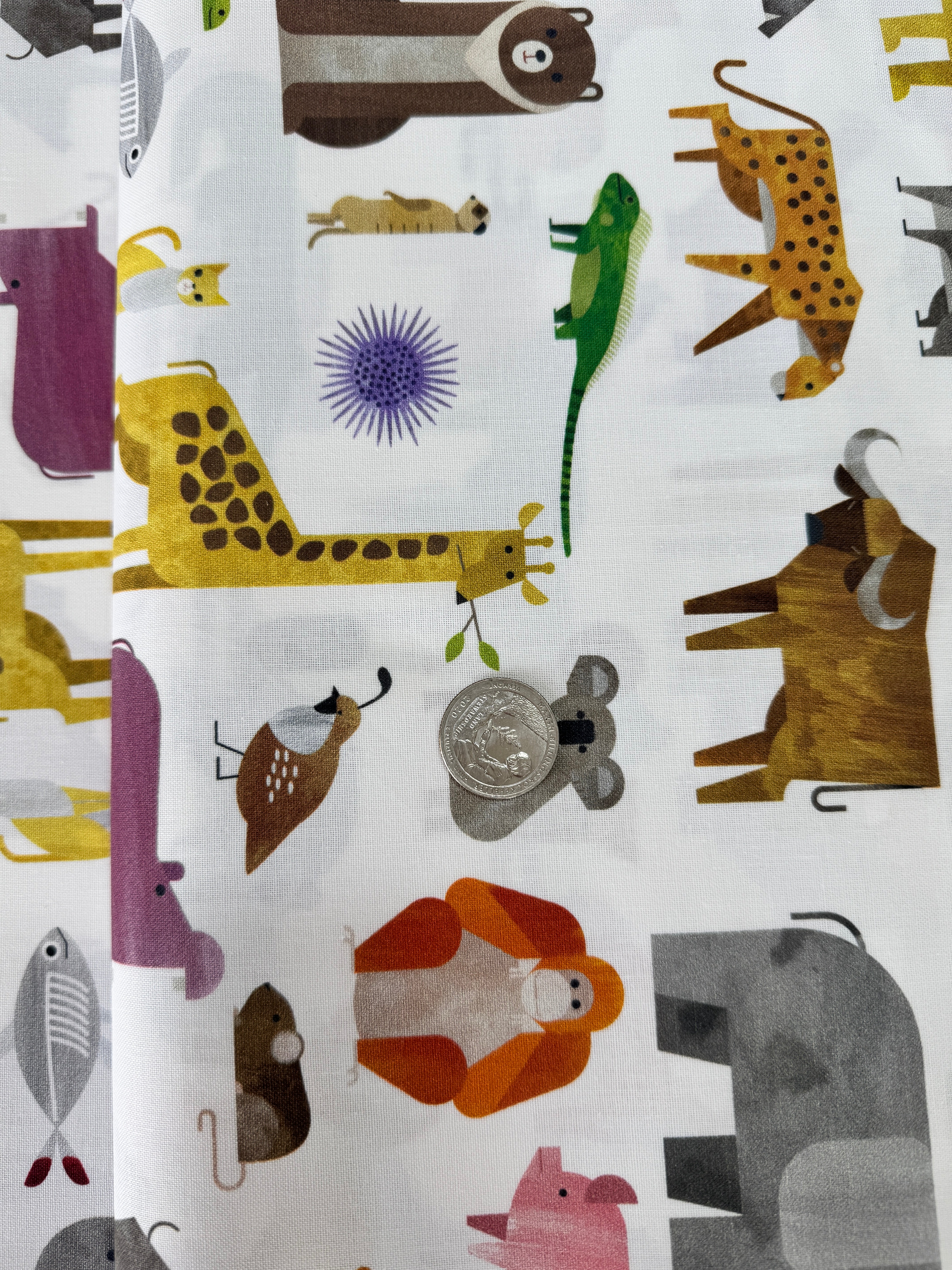 A to Z Animals fabric by Robert Kaufman – alphabet and animals print on 100% cotton for kids and nursery projects.