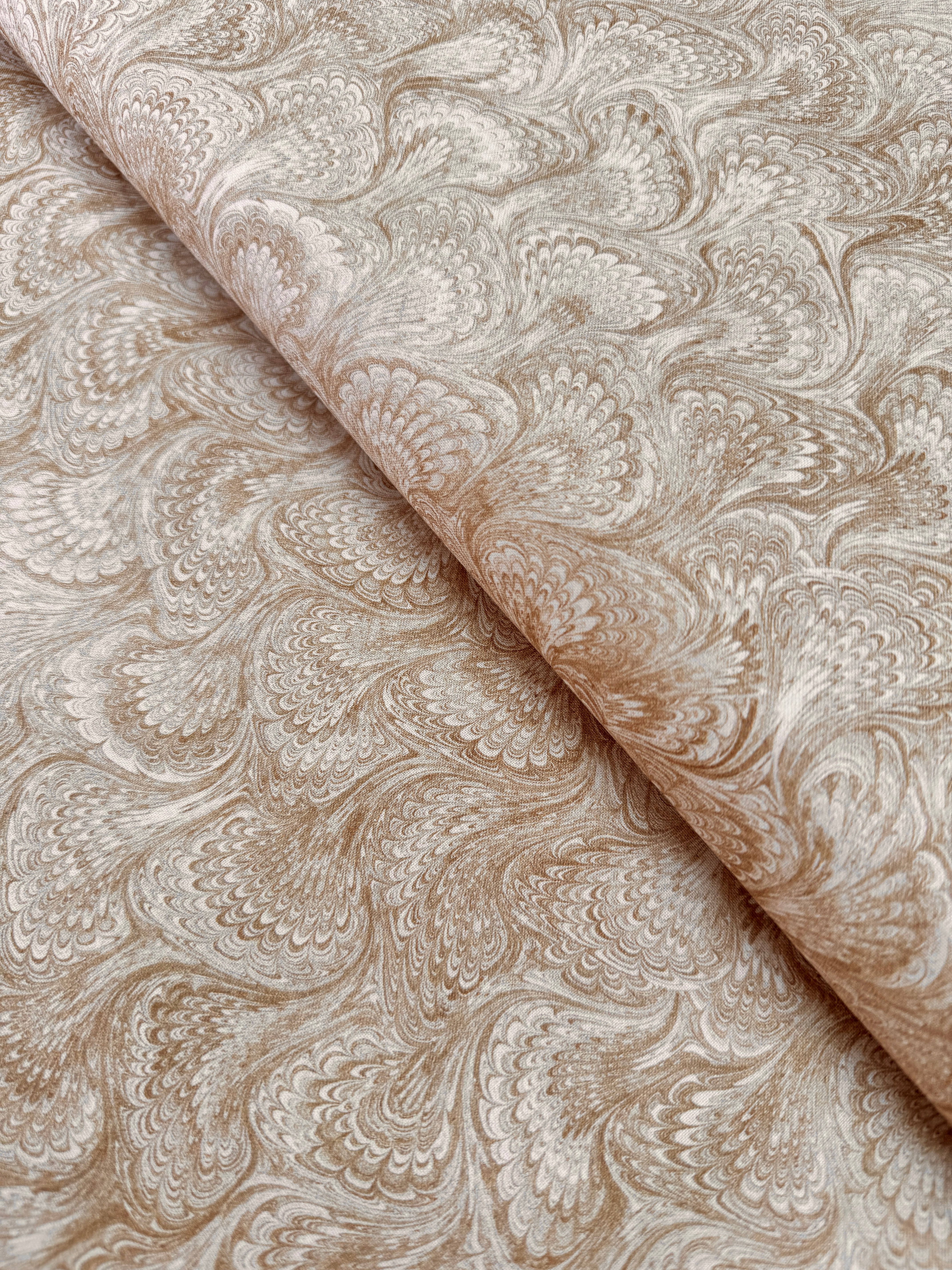 Library of Rarities – Swirls Pearl fabric by Aimee Stewart for Robert Kaufman, digitally printed 100% cotton with neutral swirl design.
