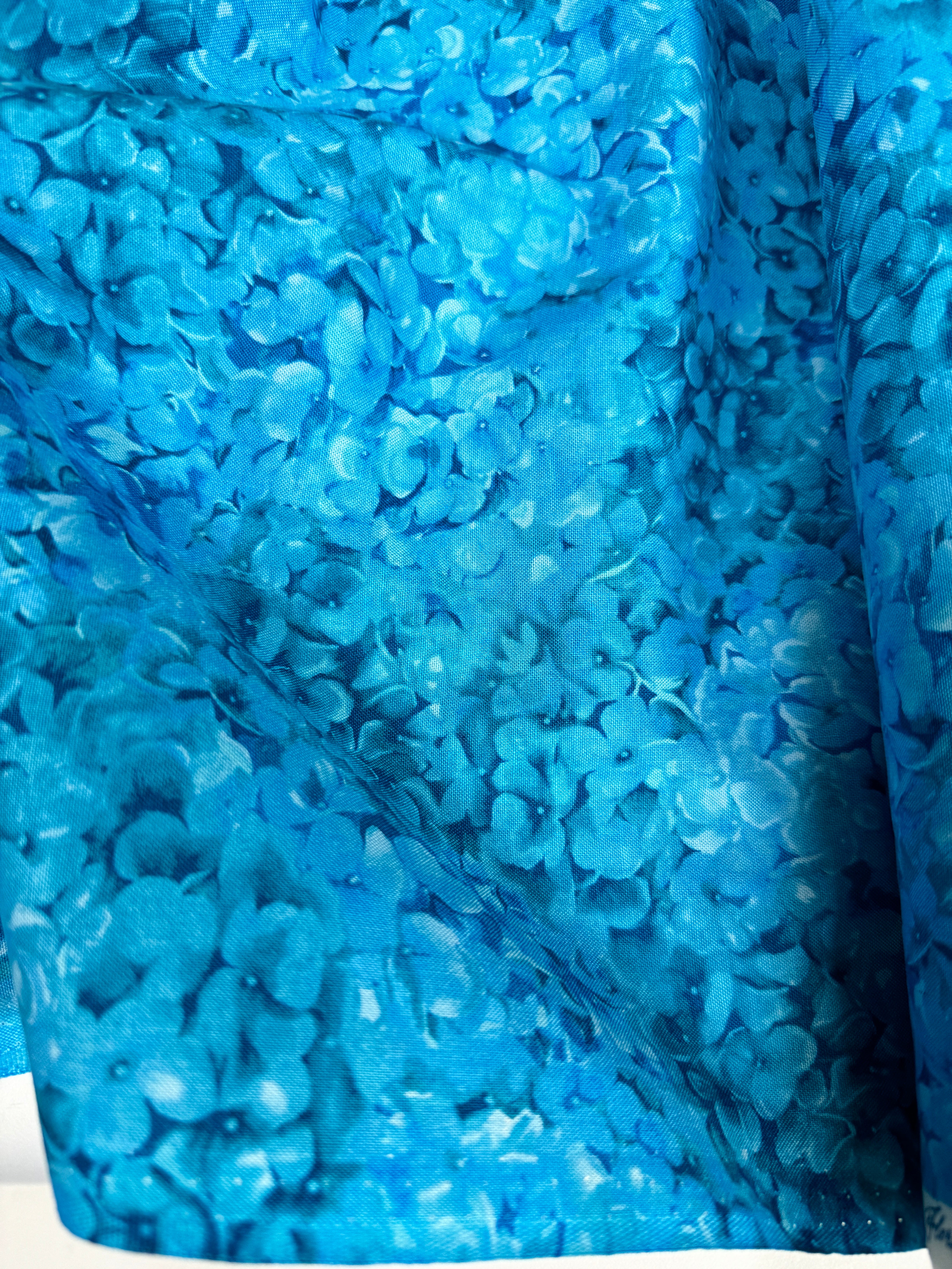 Floral Fantasy - Hydrangea Aqua Marine Yardage