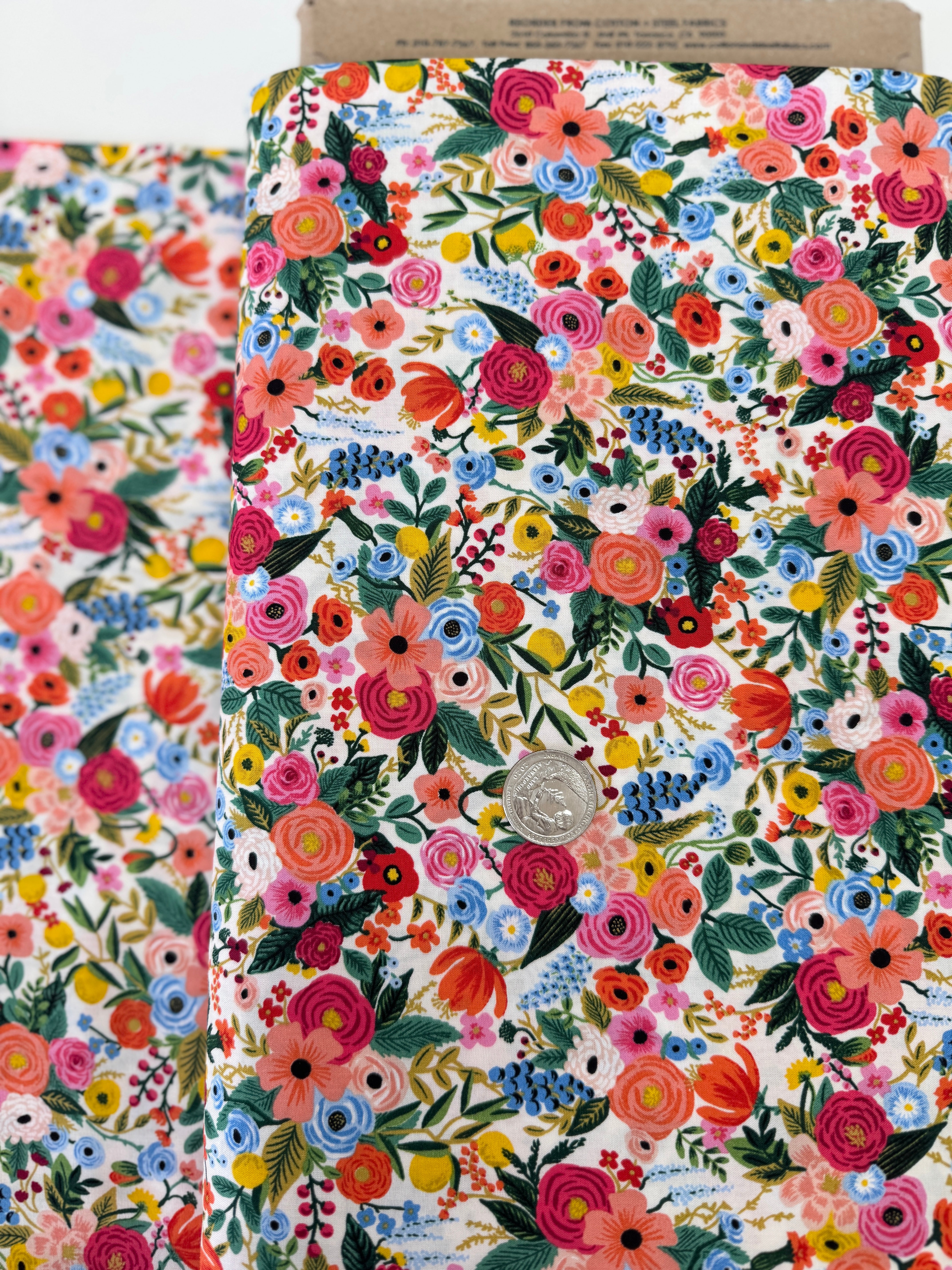 Wildwood Petite Garden Party Pink Rayon Fabric by Rifle Paper Co. – 100% rayon floral print with soft drape for apparel.
