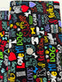 I Love My Dog Black fabric by Gail Cadden for Timeless Treasures – colorful dog-themed words on black cotton.