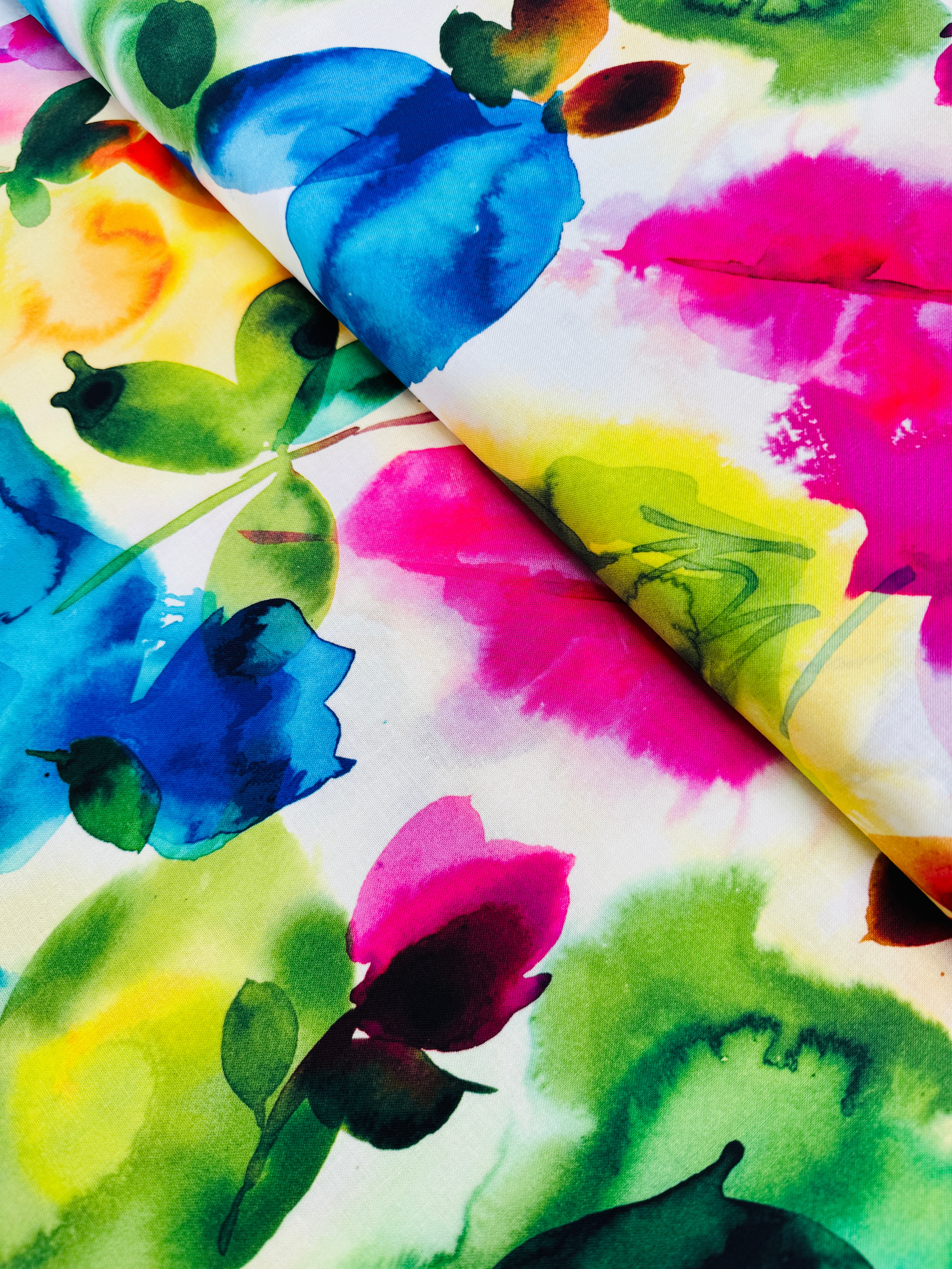 Gradients 2 – Splash Watercolor Blooms Multi fabric by Moda – digitally printed cotton with bright abstract florals.