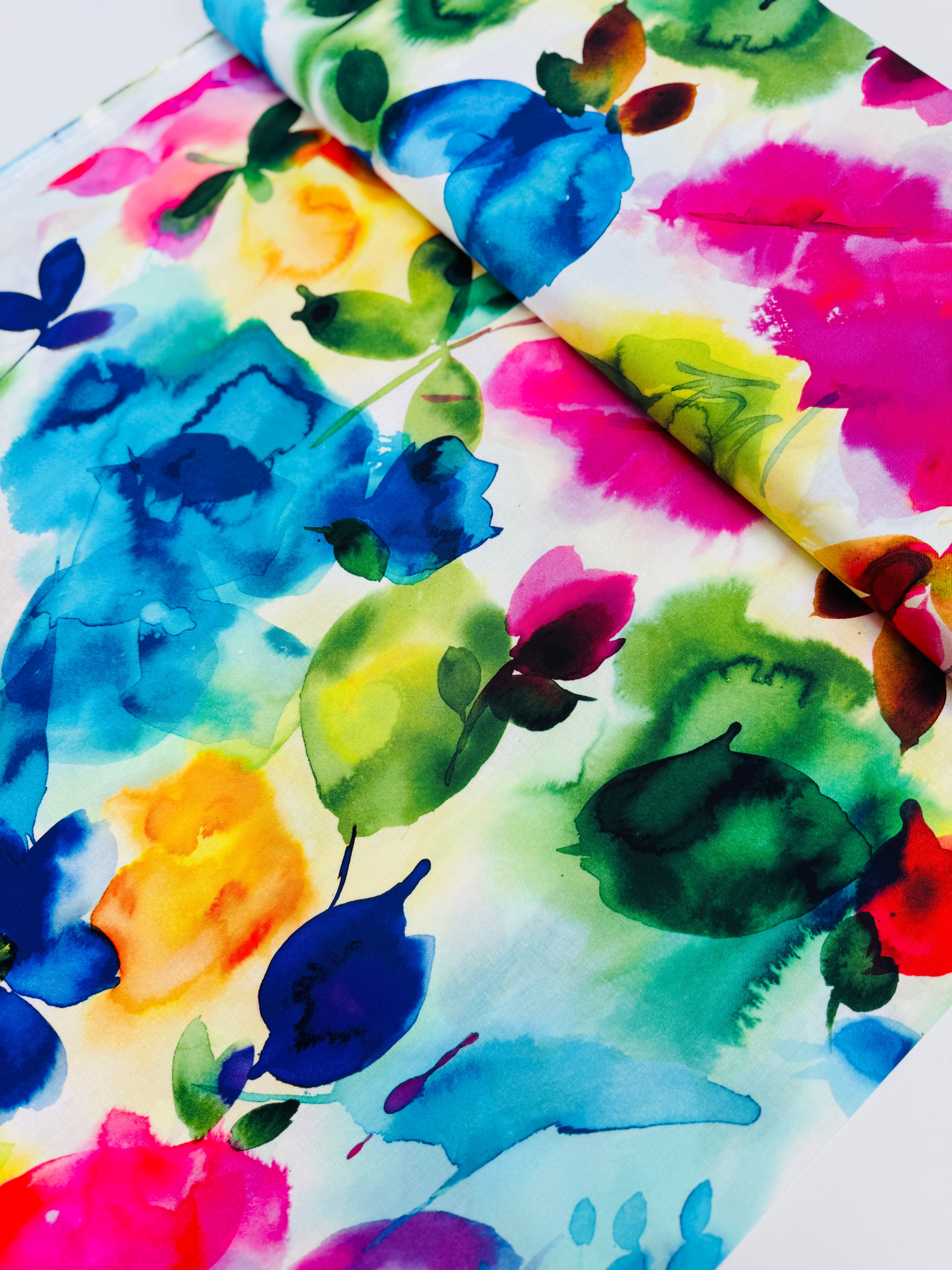 Gradients 2 – Splash Watercolor Blooms Multi fabric by Moda – digitally printed cotton with bright abstract florals.