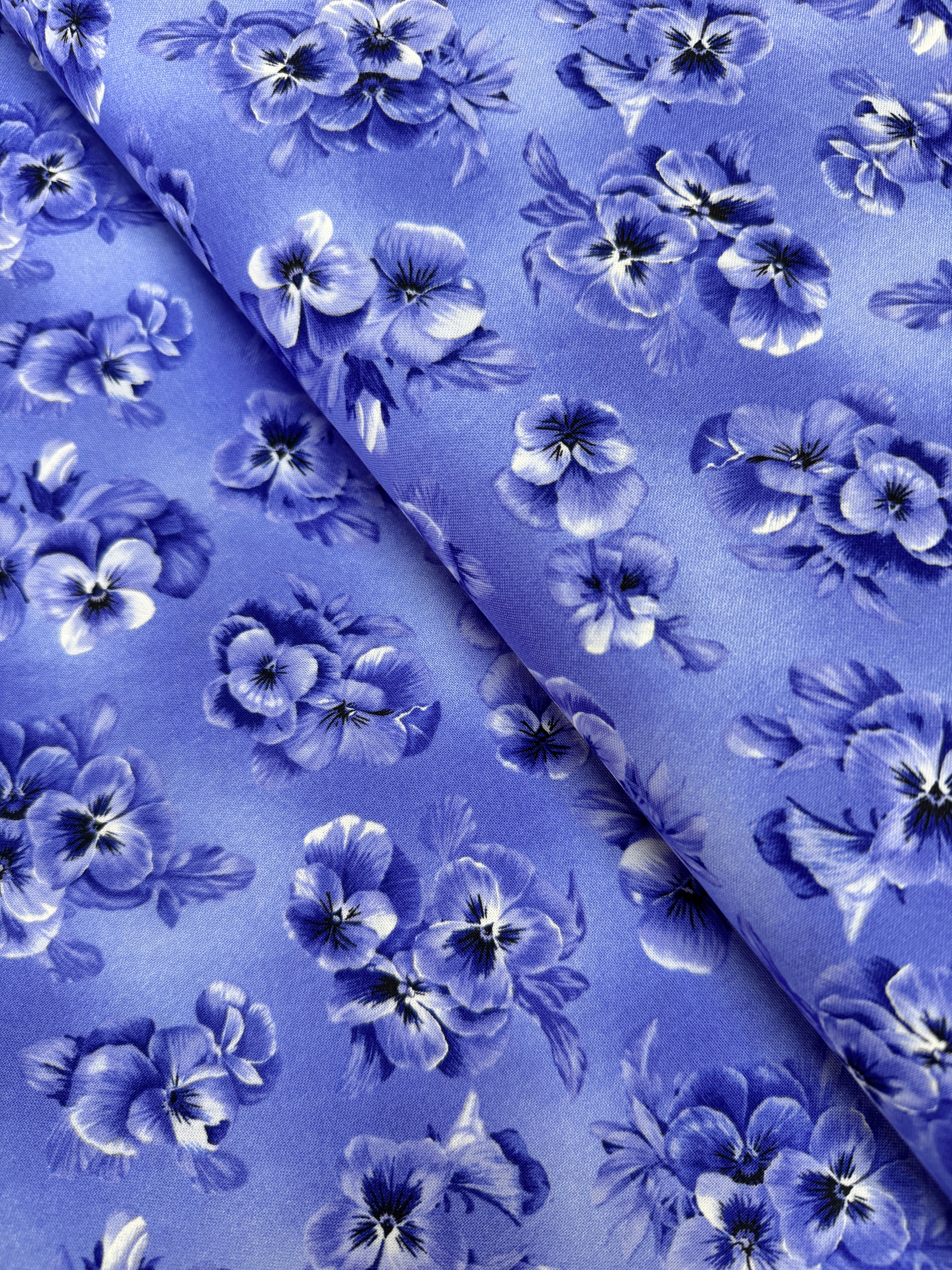 Flowerhouse - Brightly So - Tonal Floral Blue Yardage