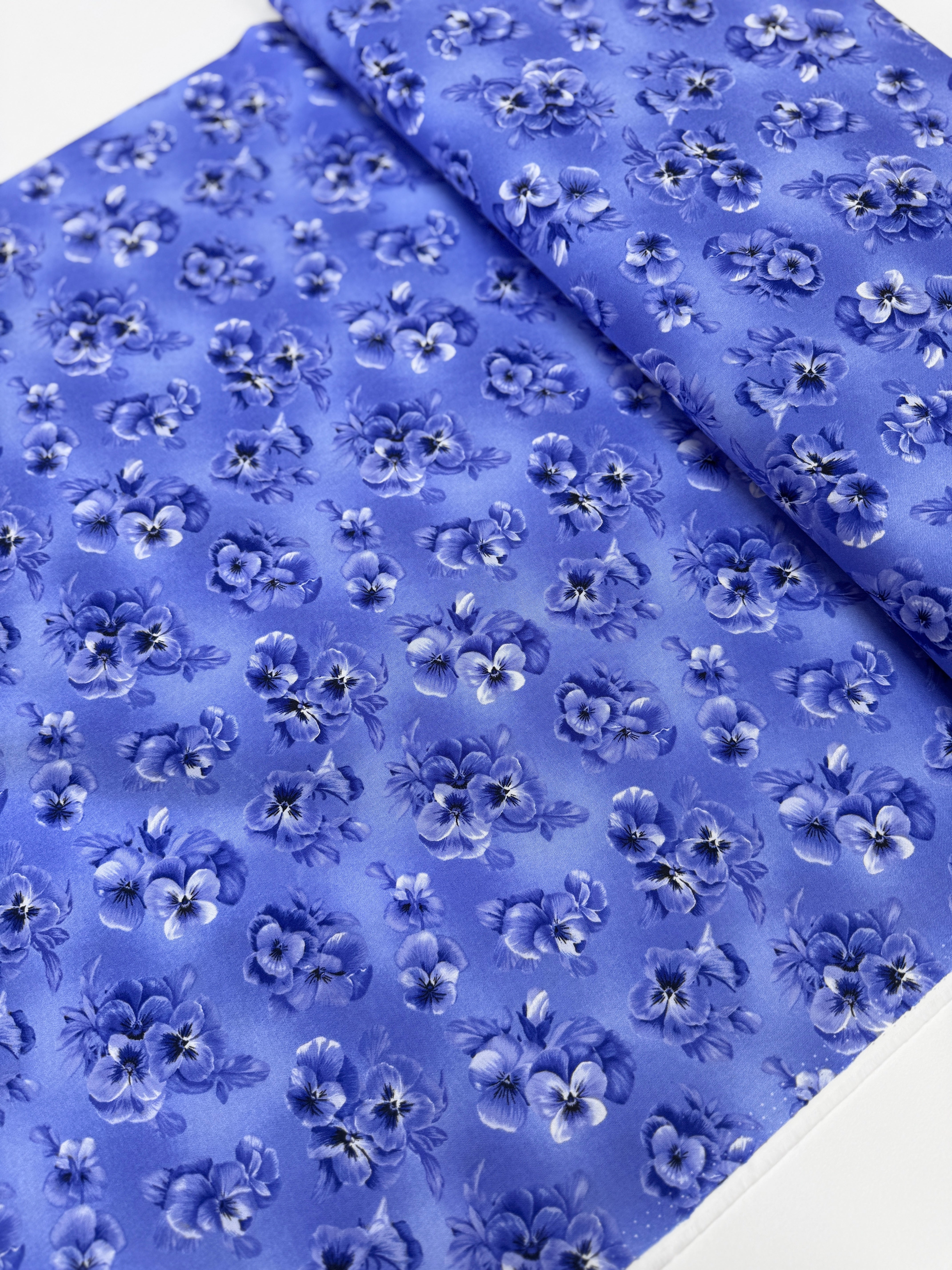 Flowerhouse - Brightly So - Tonal Floral Blue Yardage
