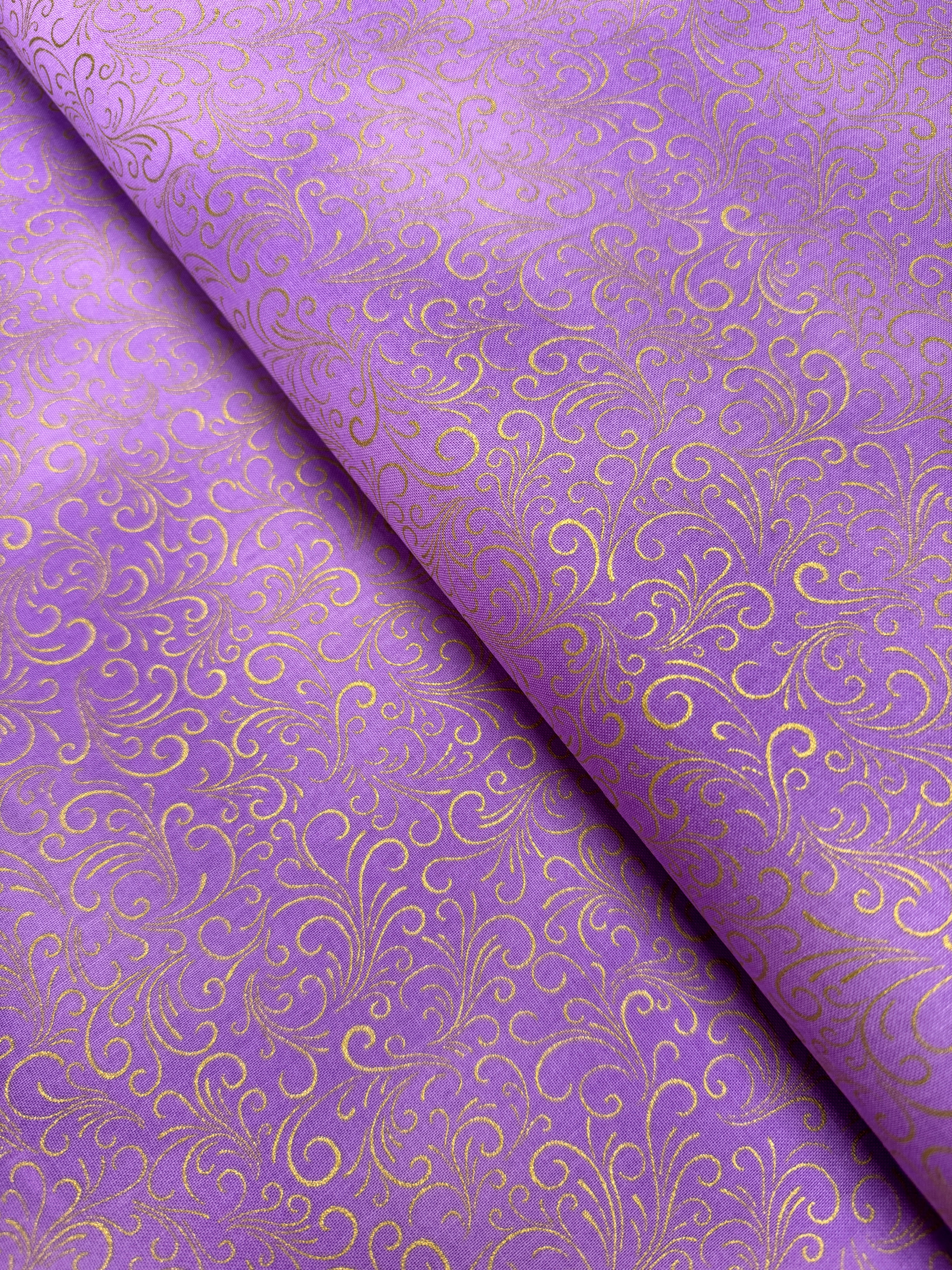 Joli Bijou - Swirls Lavender Gold Yardage