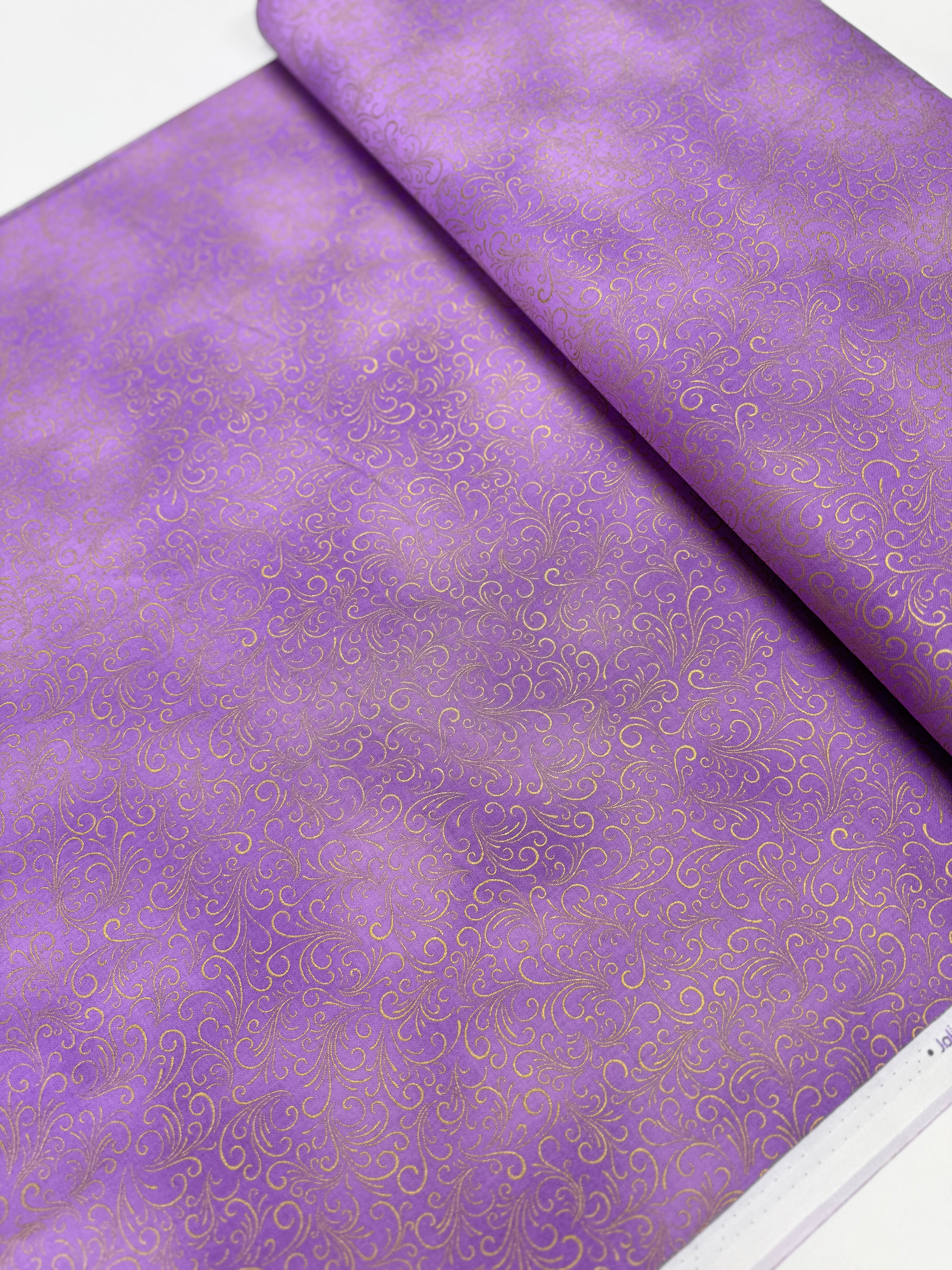 Joli Bijou - Swirls Lavender Gold Yardage