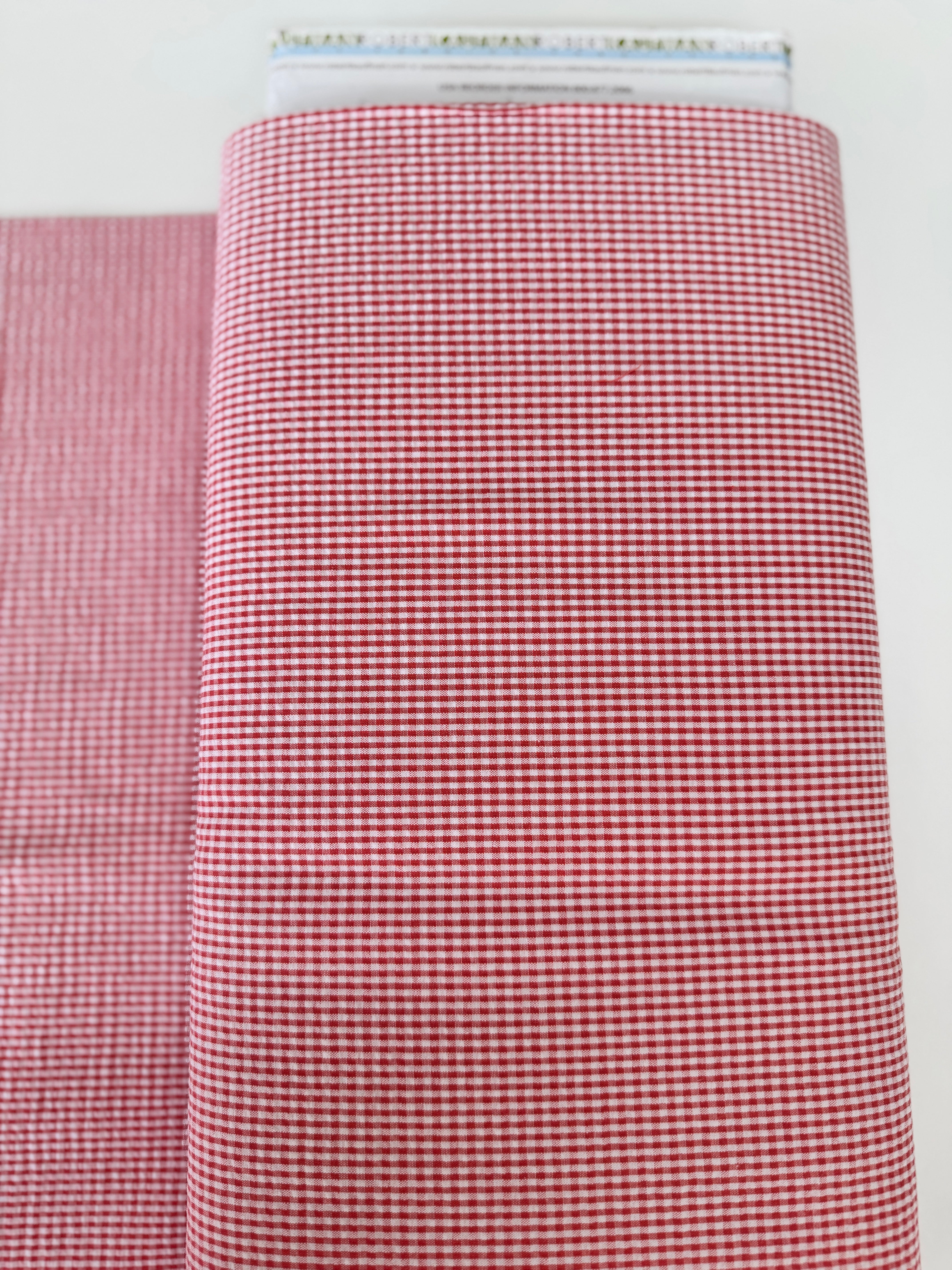 Seersucker Check Coral - Cotton & Polyester Blend Yardage - 56" Width
