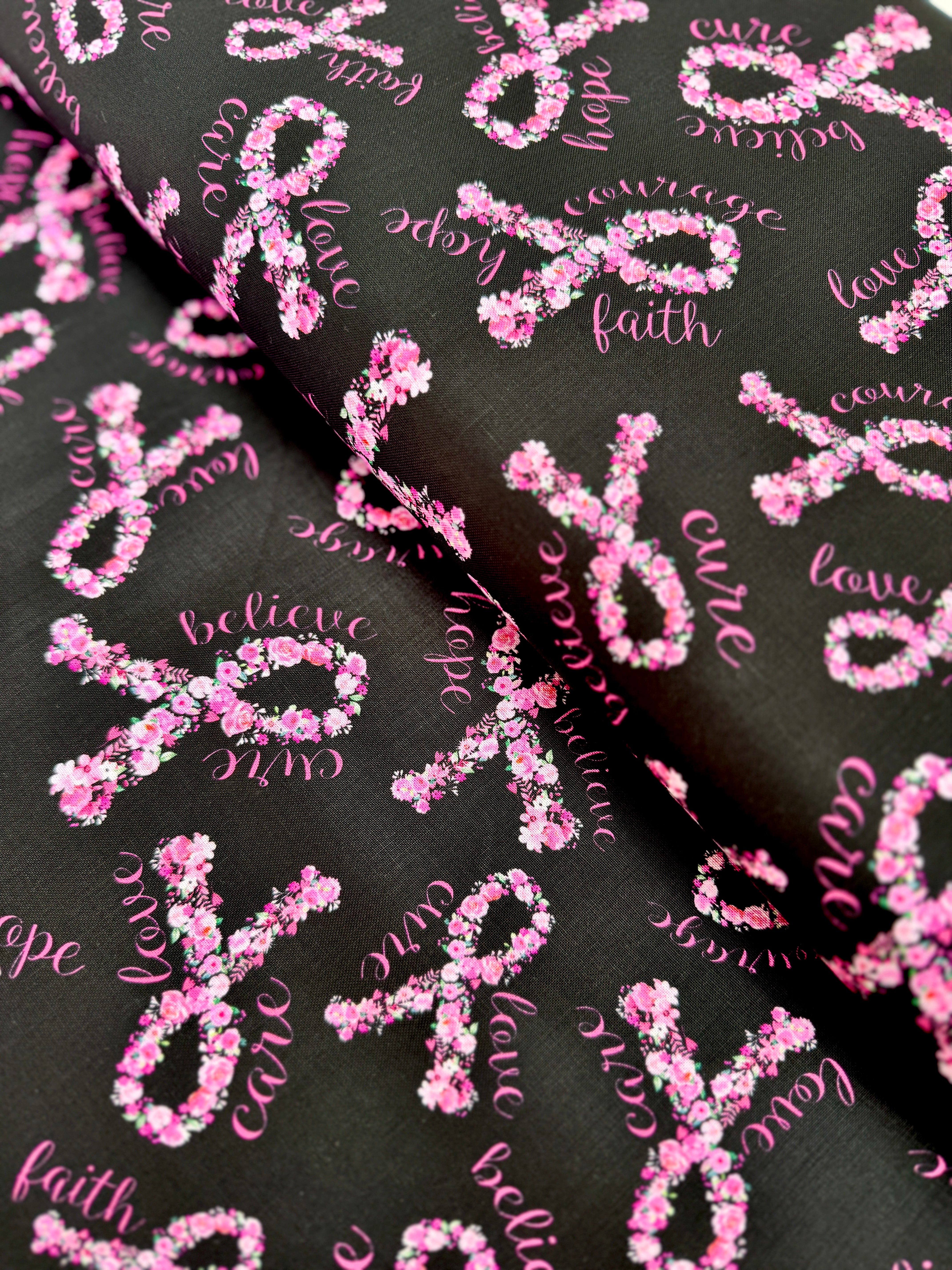 Pink Ribbon Floral - Remnant