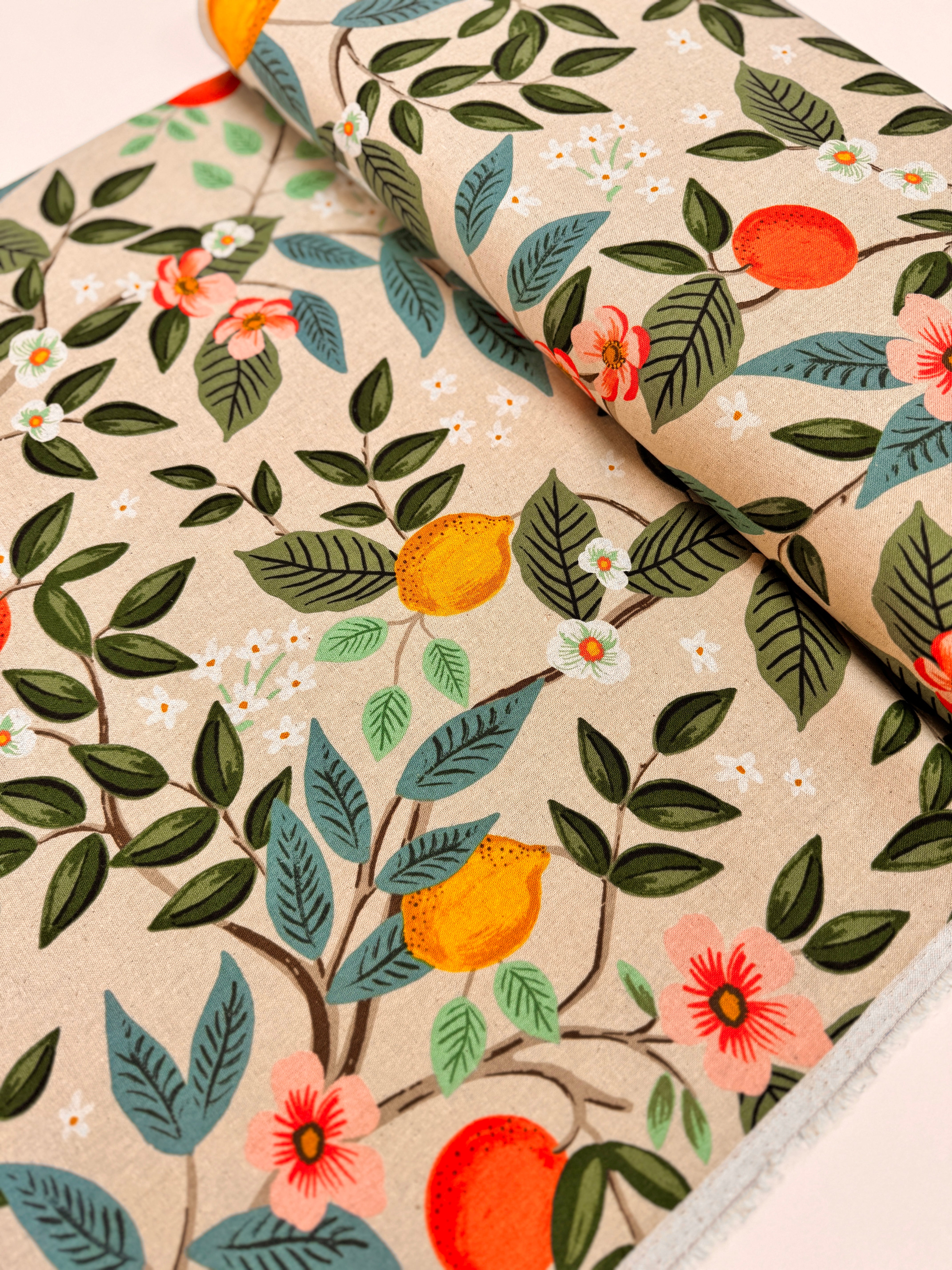 Bramble - Citrus Grove - Natural Unbleached Canvas Yardage