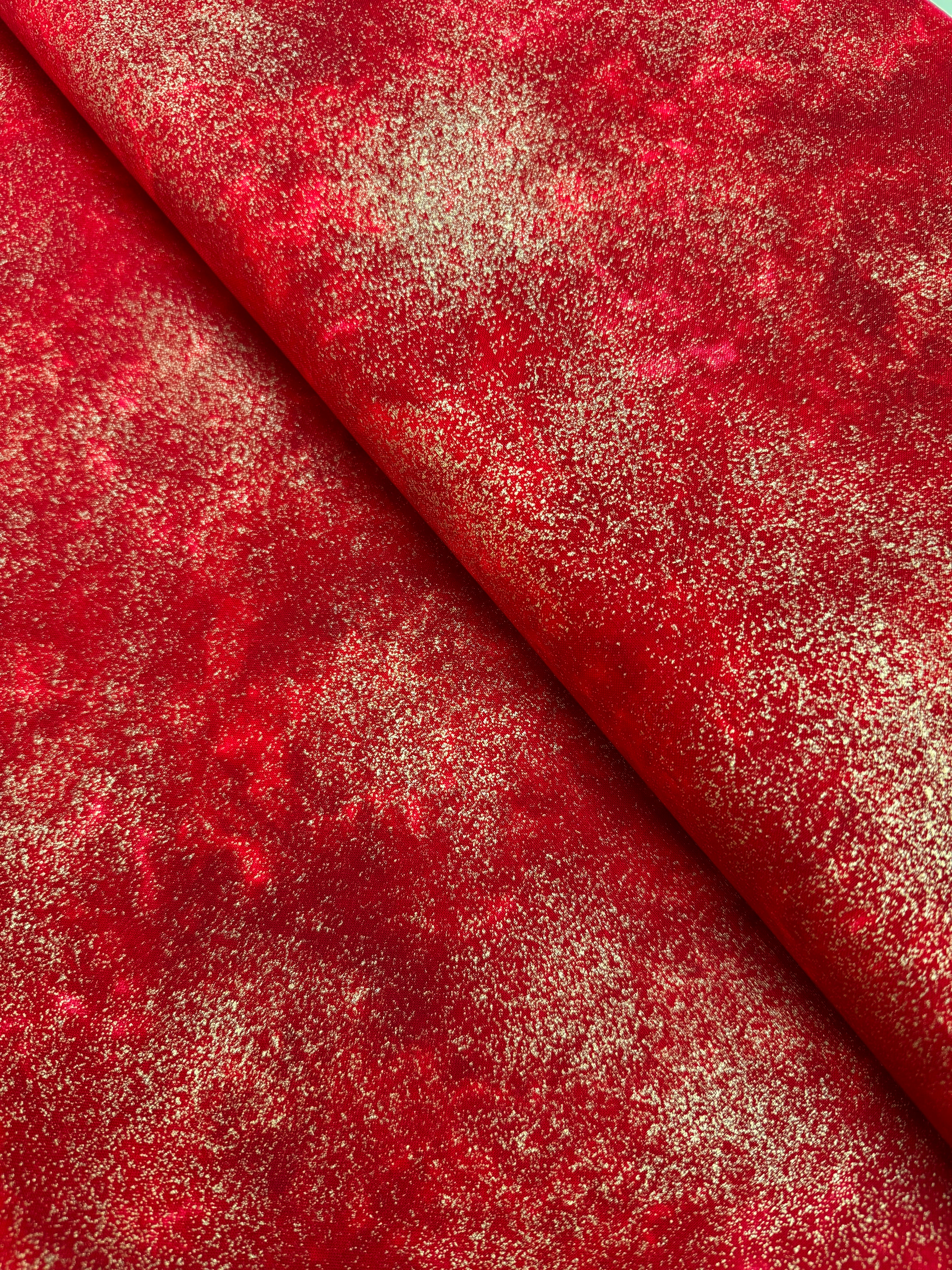 Holiday Blenders Shimmer Red Fabric with Metallic Gold by Timeless Treasures