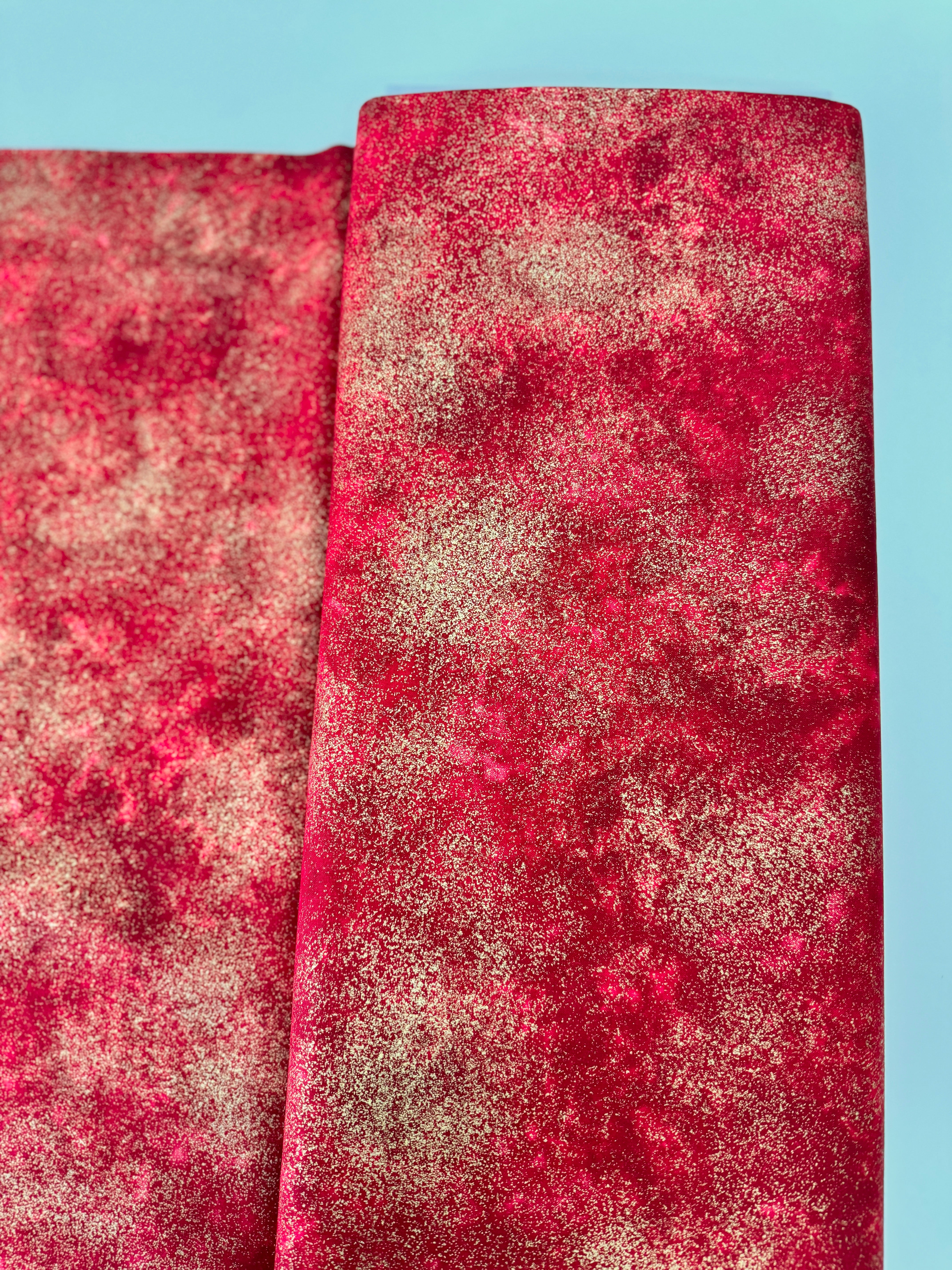 Holiday Blenders Shimmer Red Fabric with Metallic Gold by Timeless Treasures