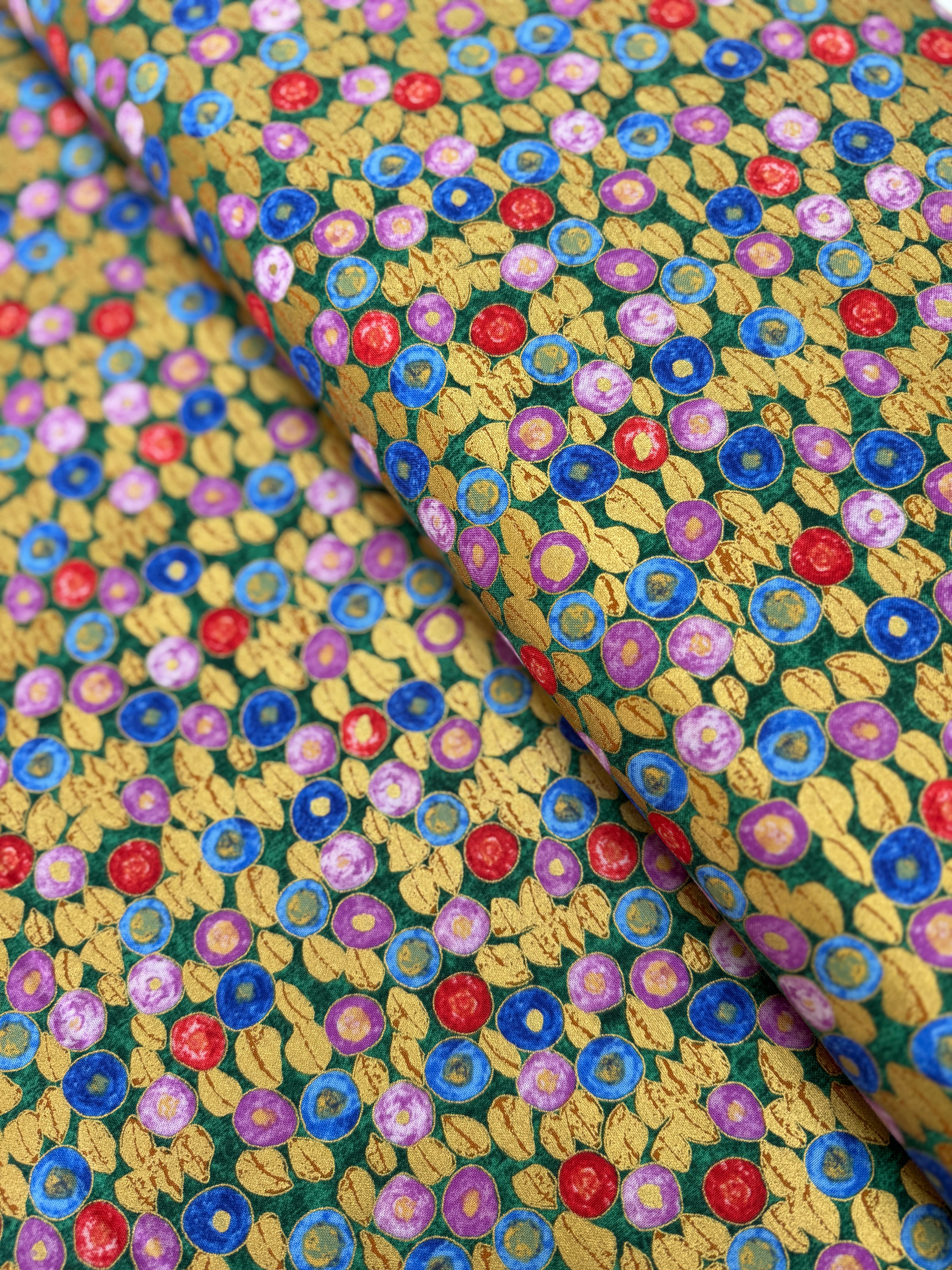 Gustav Klimt Art Nouveau Multi Gold Metallic Fabric by Studio RK for Robert Kaufman