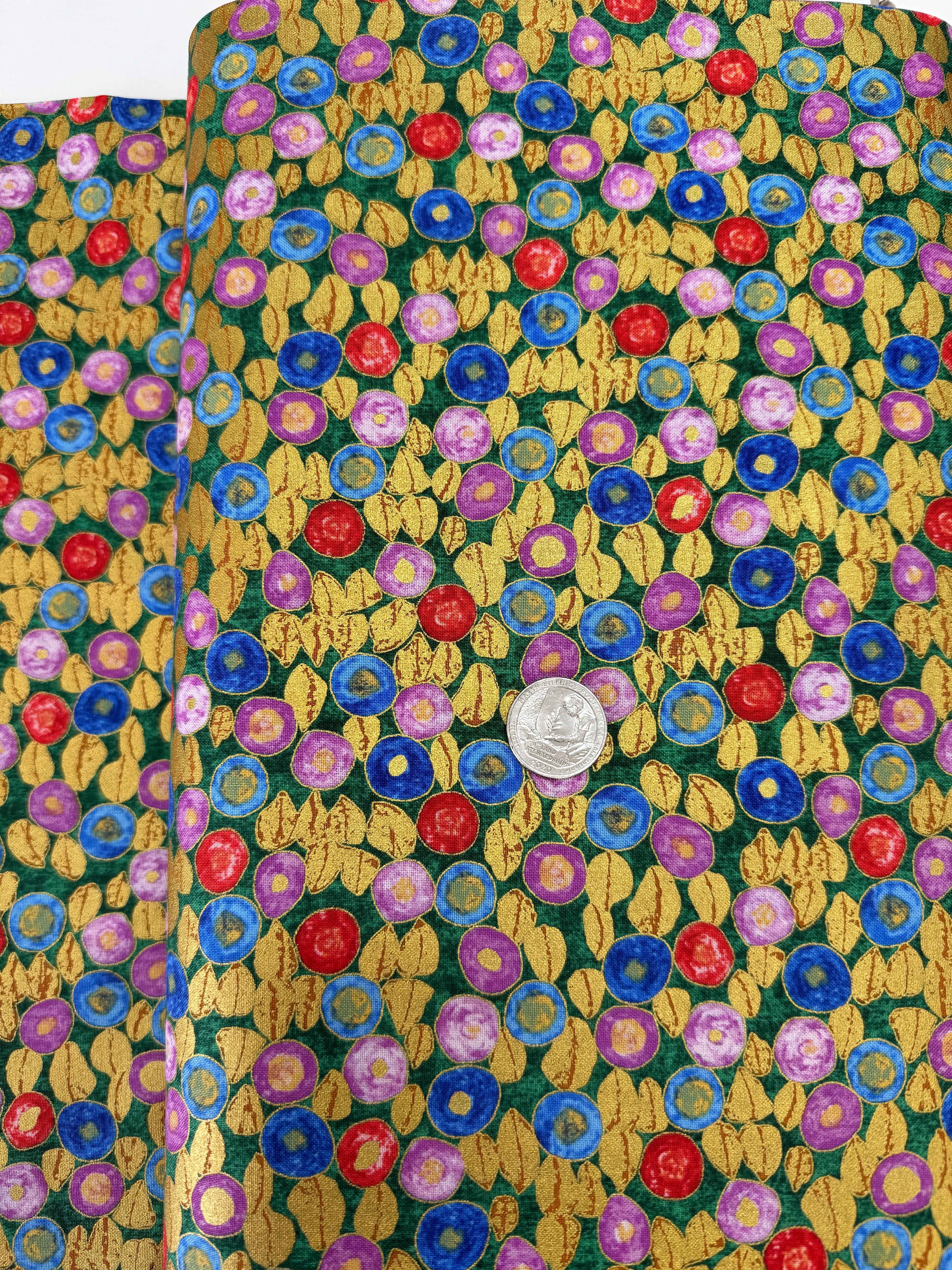 Gustav Klimt Art Nouveau Multi Gold Metallic Fabric by Studio RK for Robert Kaufman