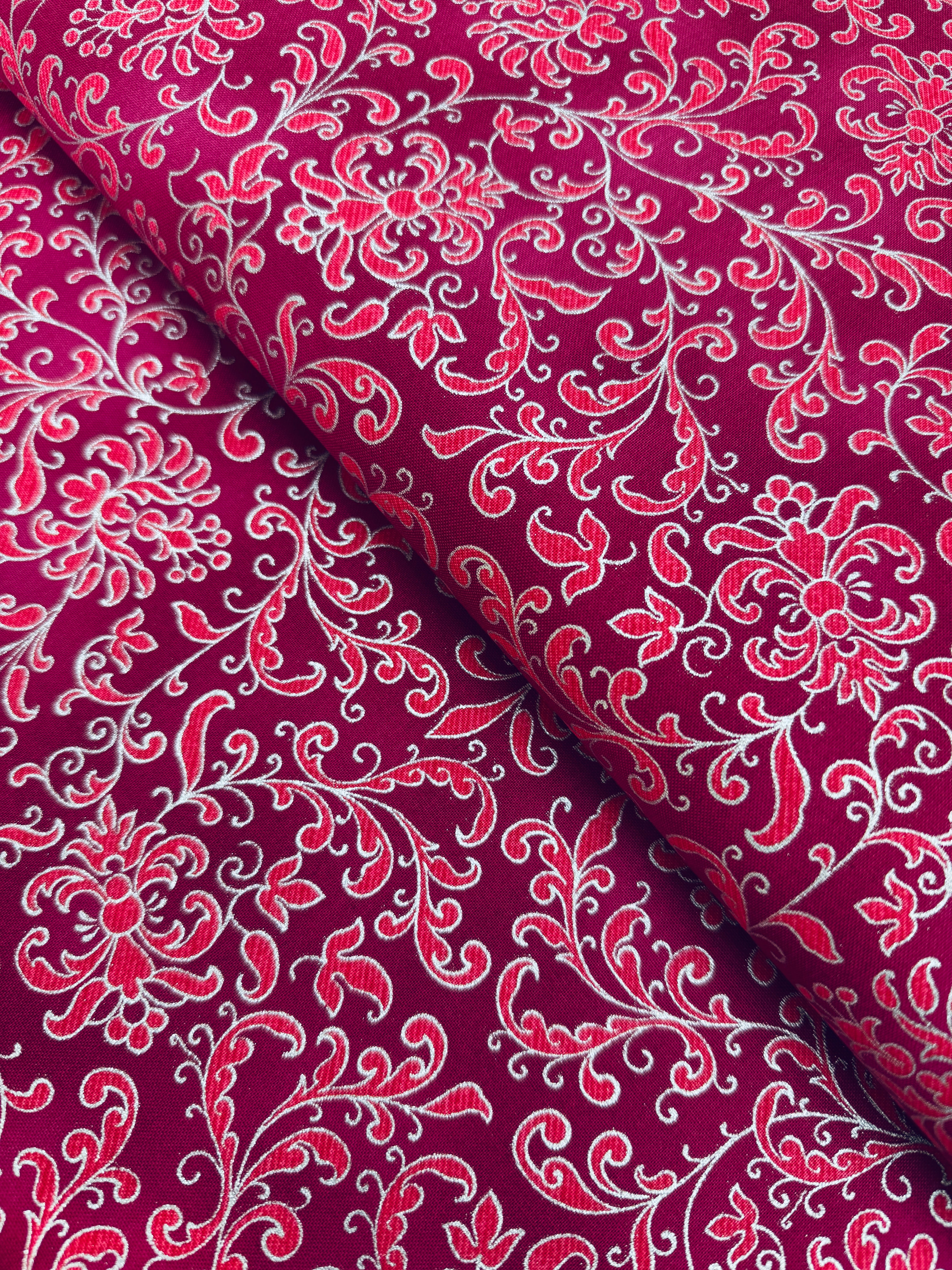 Joli Bijou – Swirls Peony Silver Metallic Fabric by Studio RK for Robert Kaufman