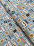 Bon Voyage Postage Stamps Blue Metallic Fabric by Rifle Paper Co.