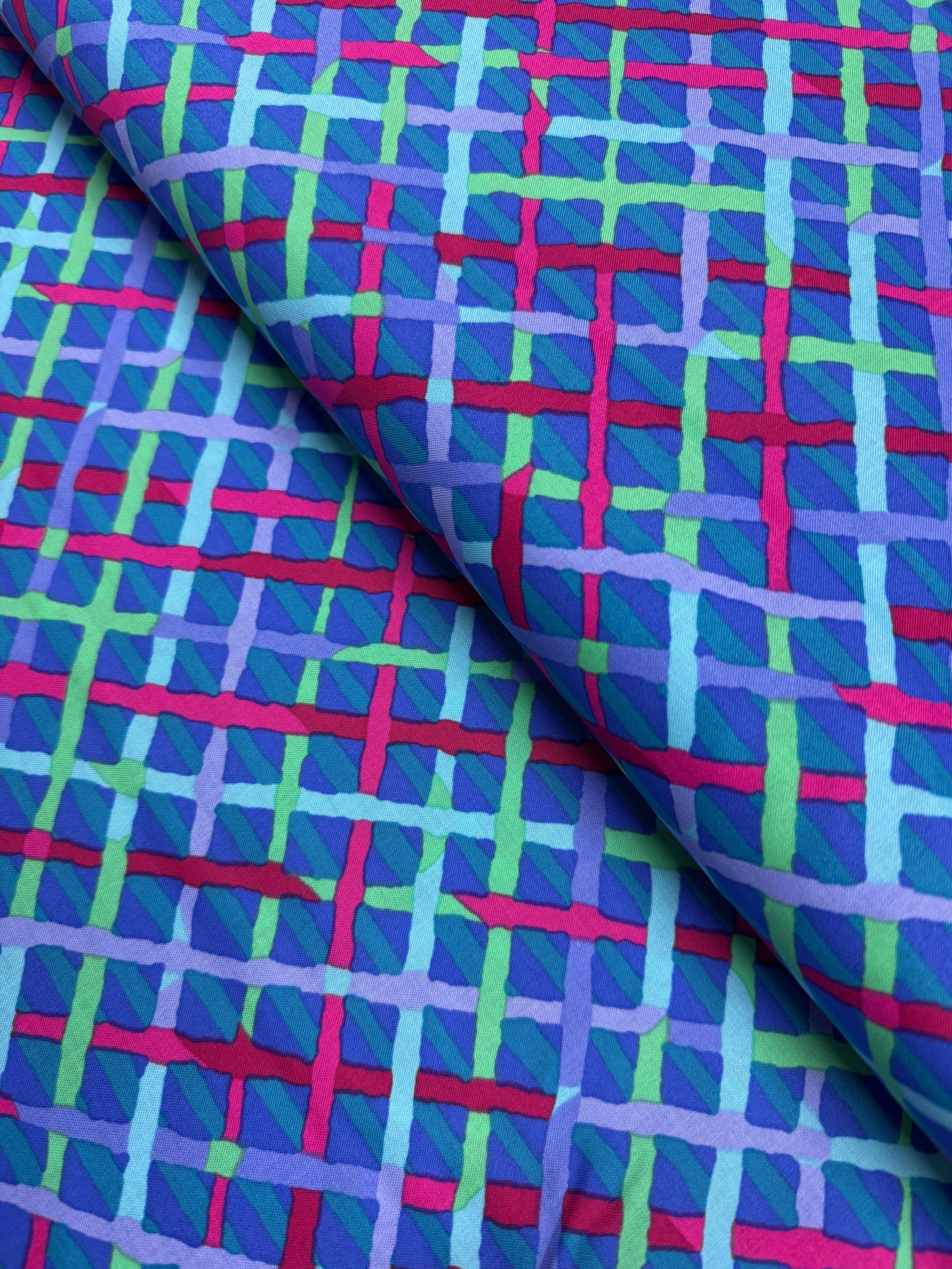 Mad Plaid Cobalt Fabric by Brandon Mably – Blue plaid cotton from Free Spirit