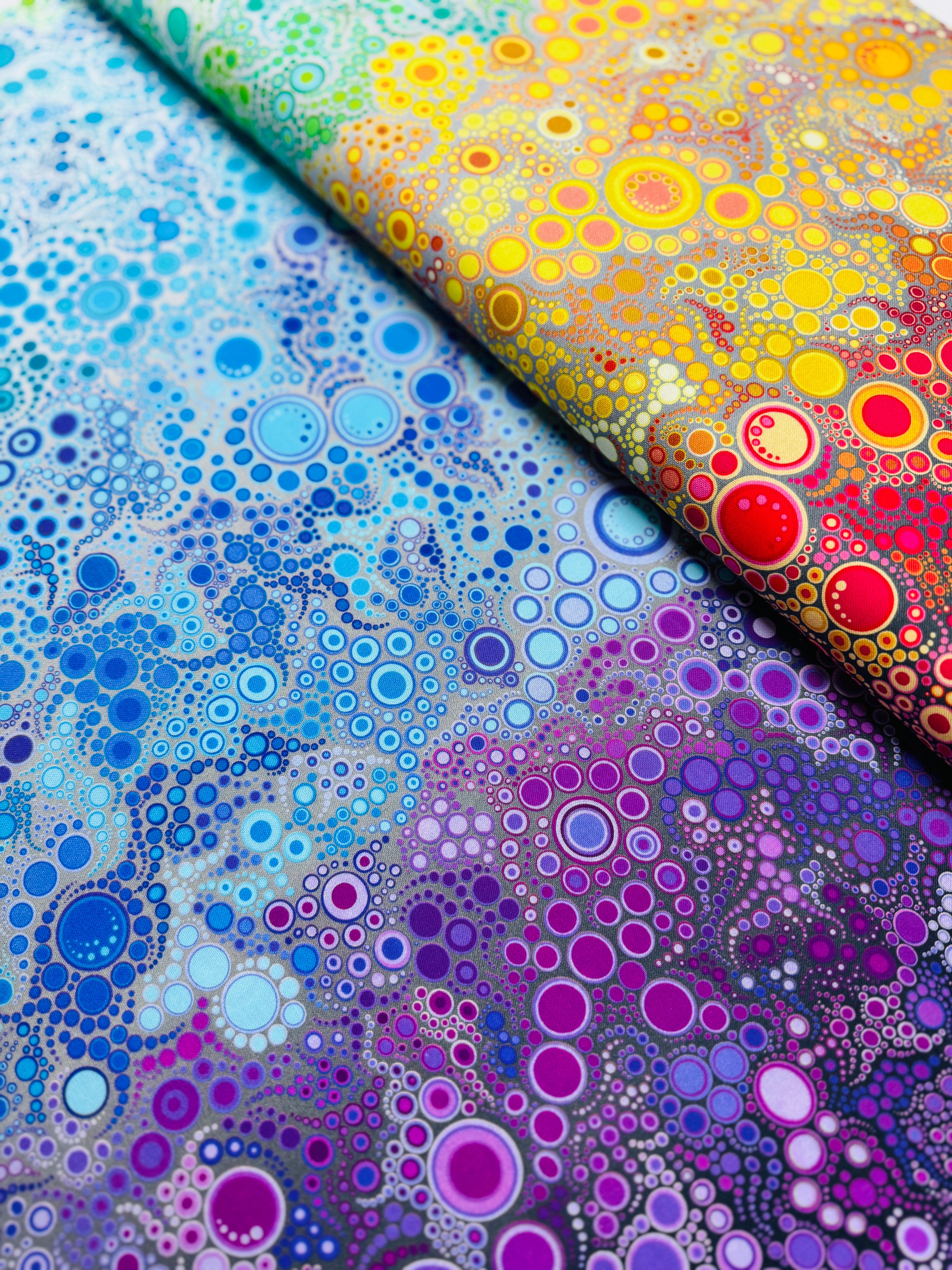Effervescence Adventure colorful bubble digital print fabric by Amelia Caruso for Robert Kaufman