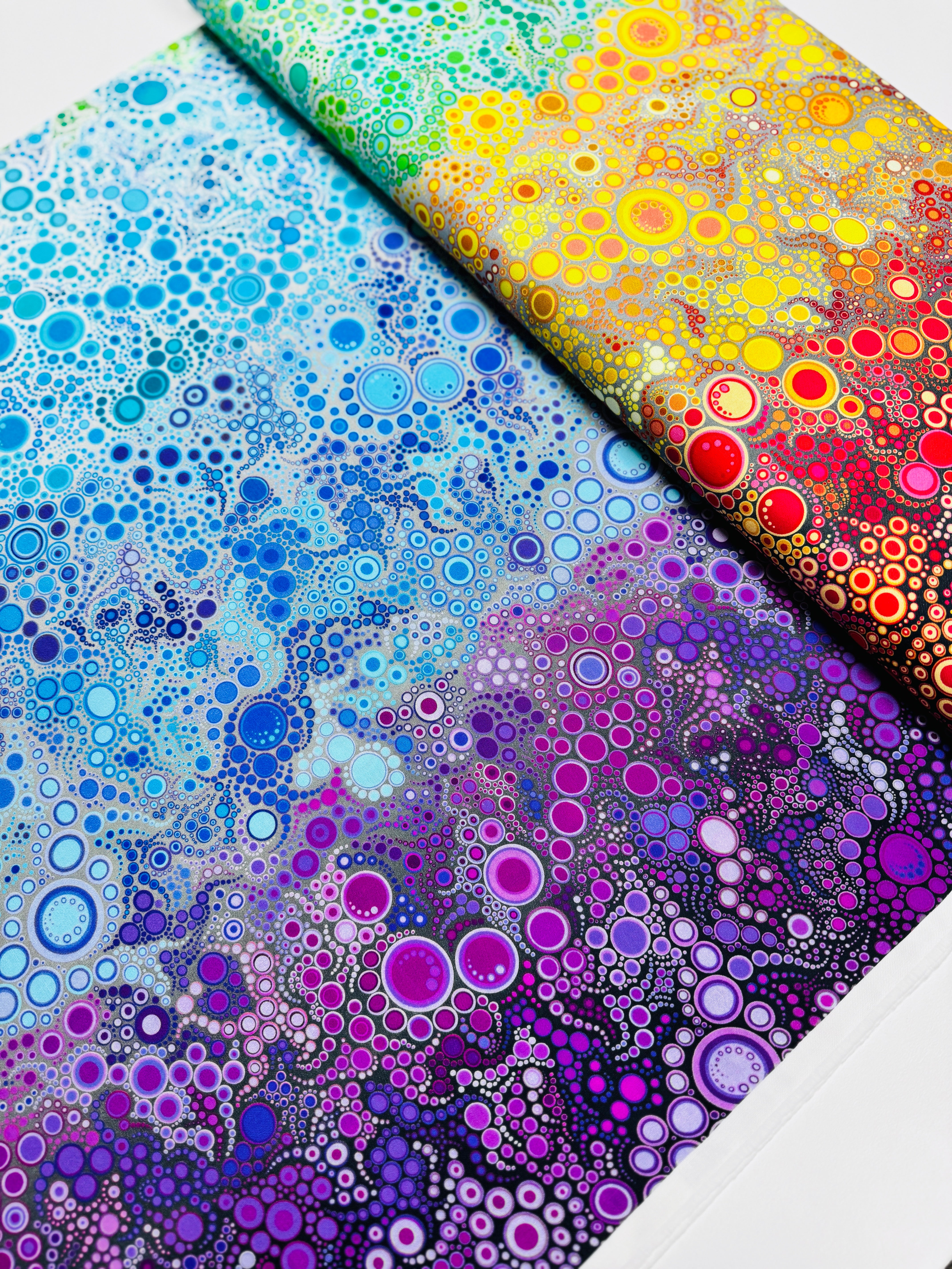 Effervescence Adventure colorful bubble digital print fabric by Amelia Caruso for Robert Kaufman