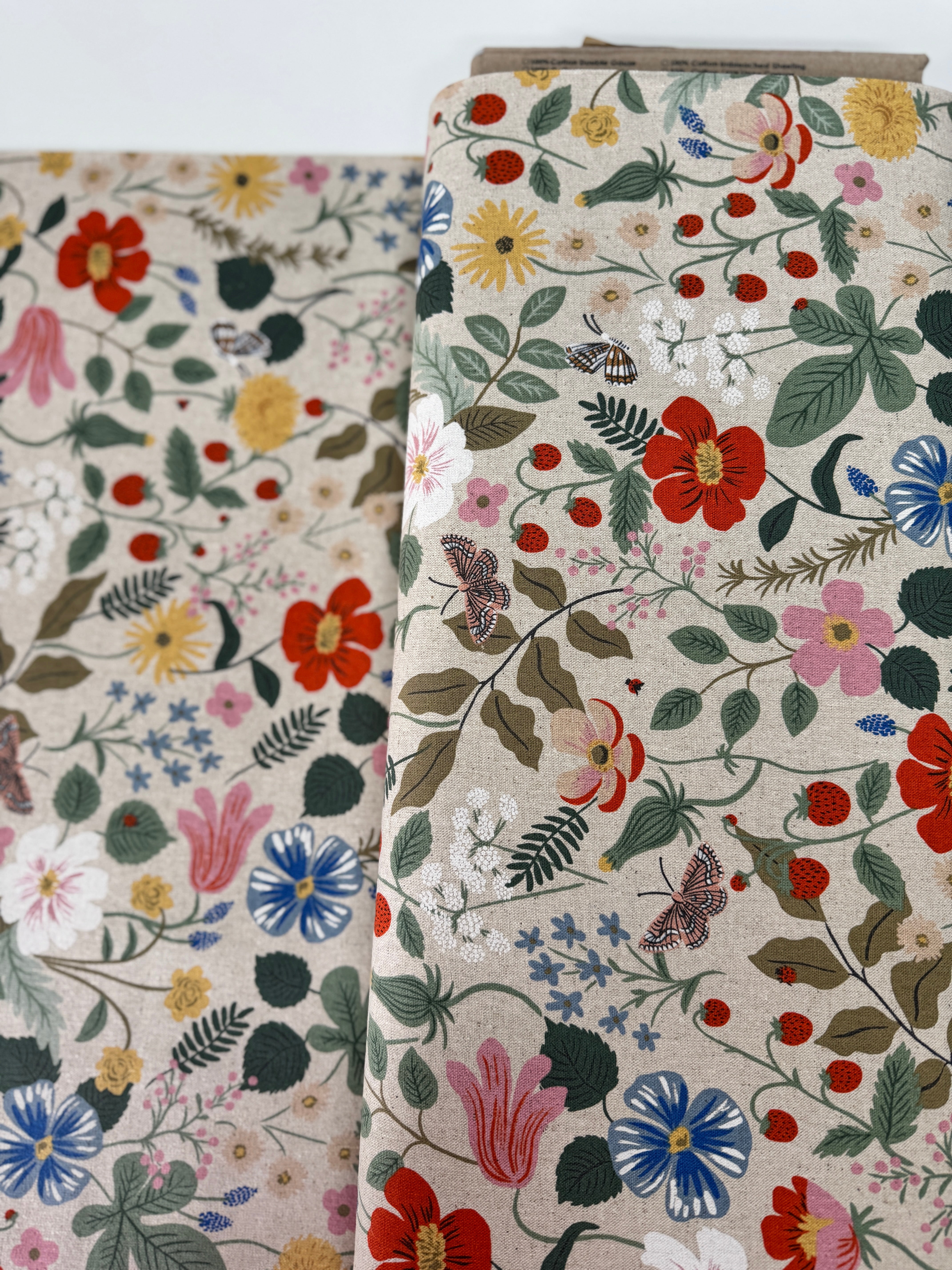 Strawberry Fields - Linen Unbleached Canvas - Remnant