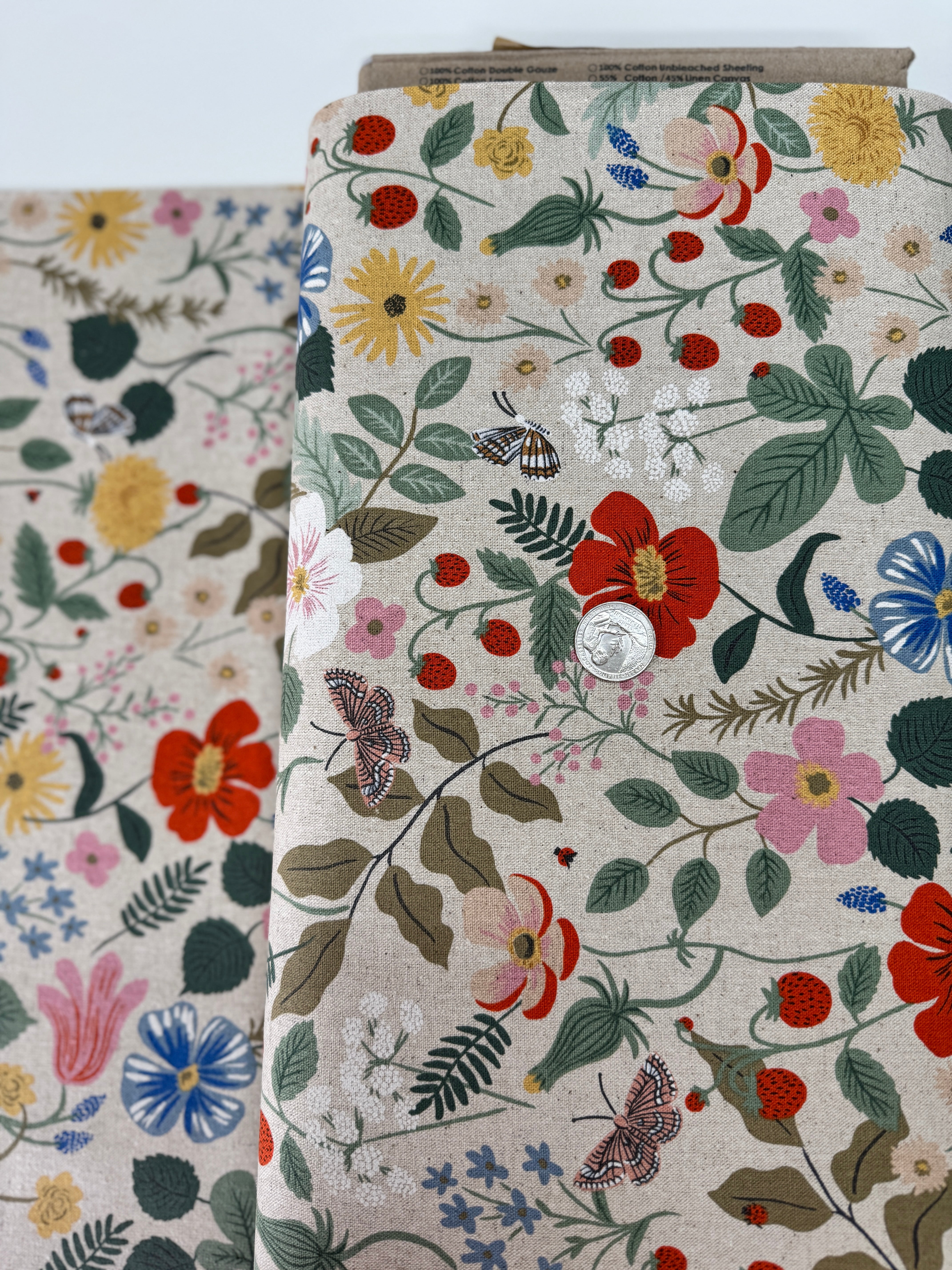 Strawberry Fields - Linen Unbleached Canvas - Remnant