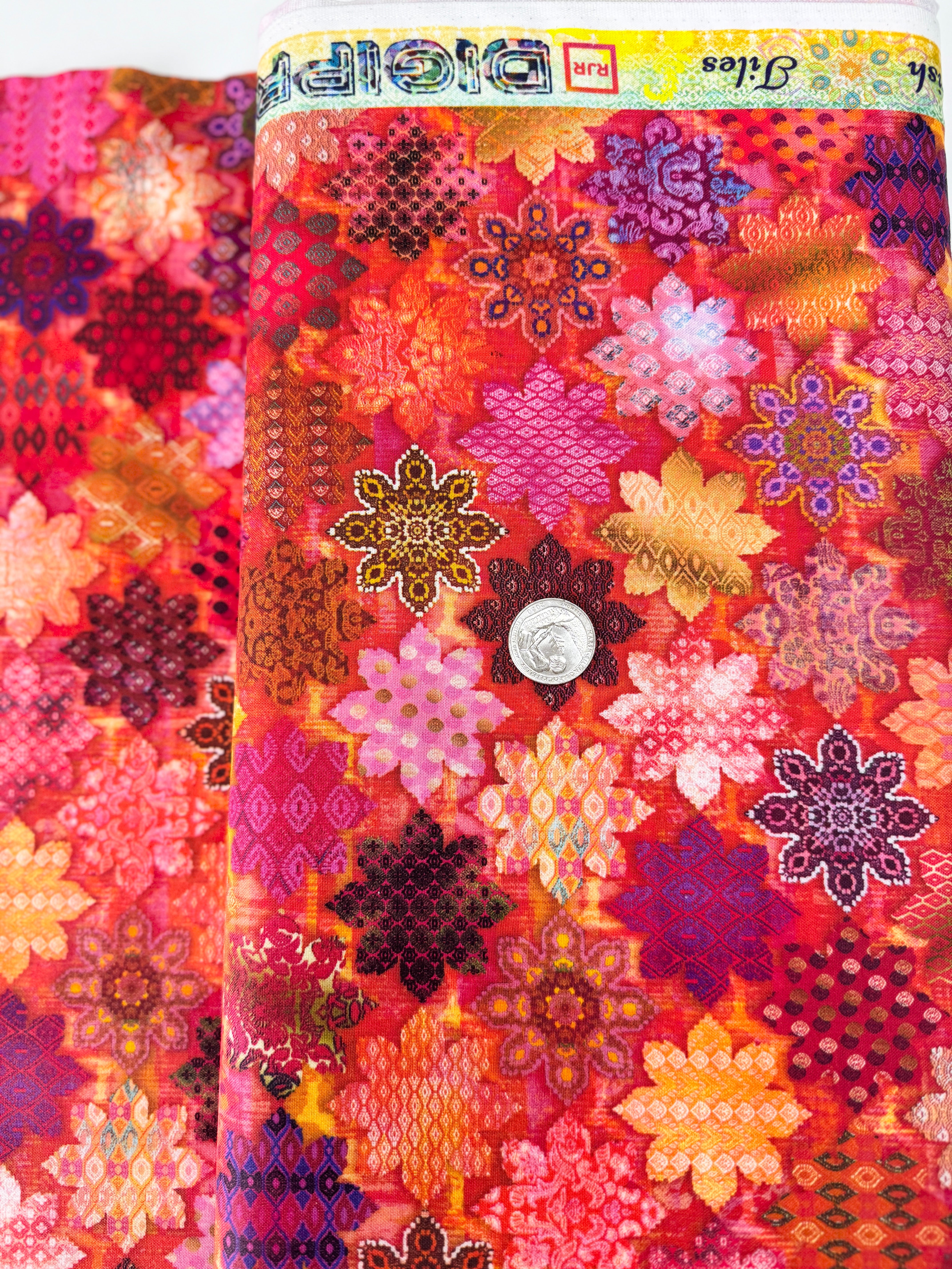 Flourish - Tiles Ruby Yardage