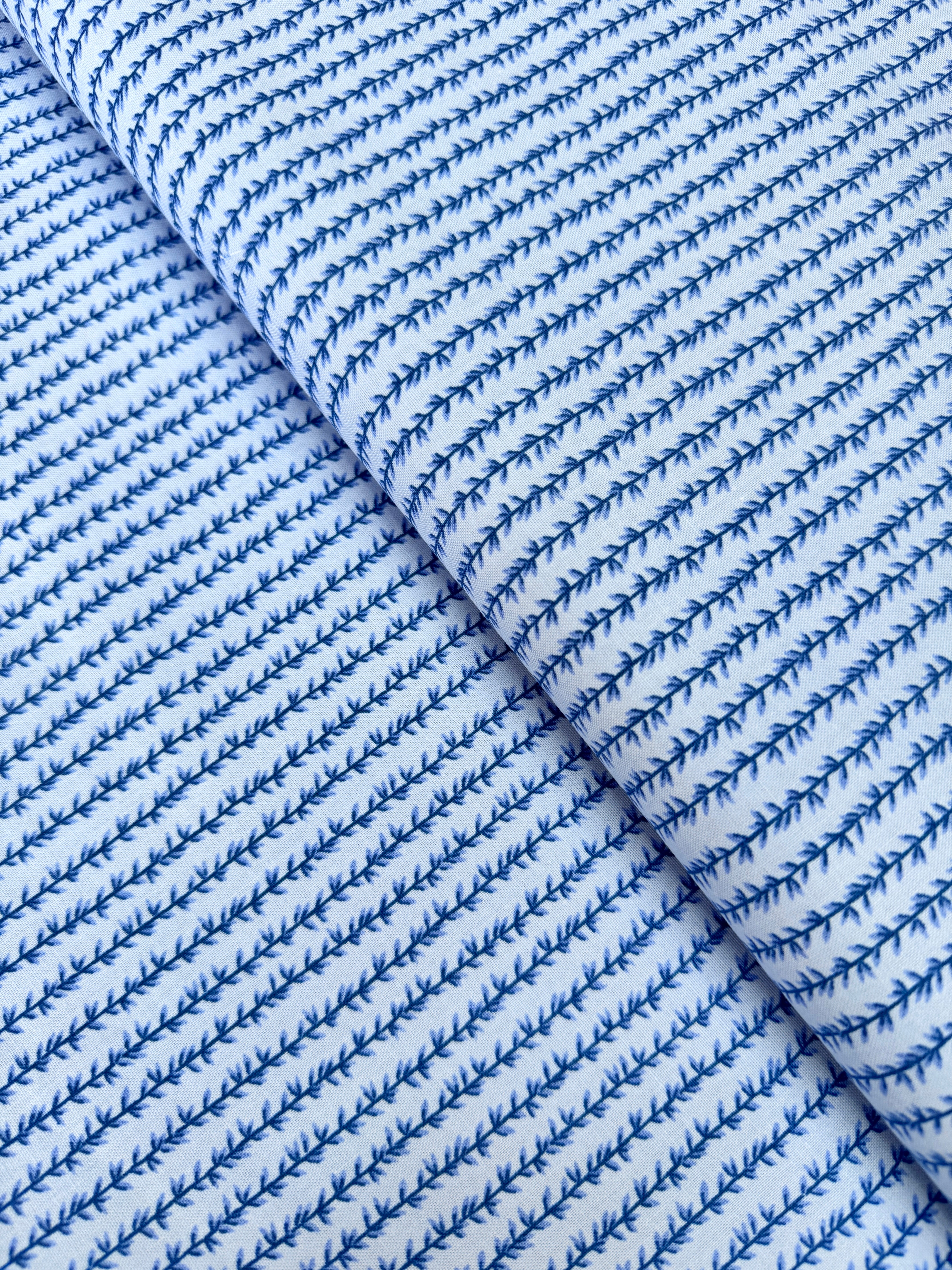 Strawberry Fields Laurel Stripe Chambray fabric by Rifle Paper Co. – blue stripe cotton chambray by Cotton + Steel