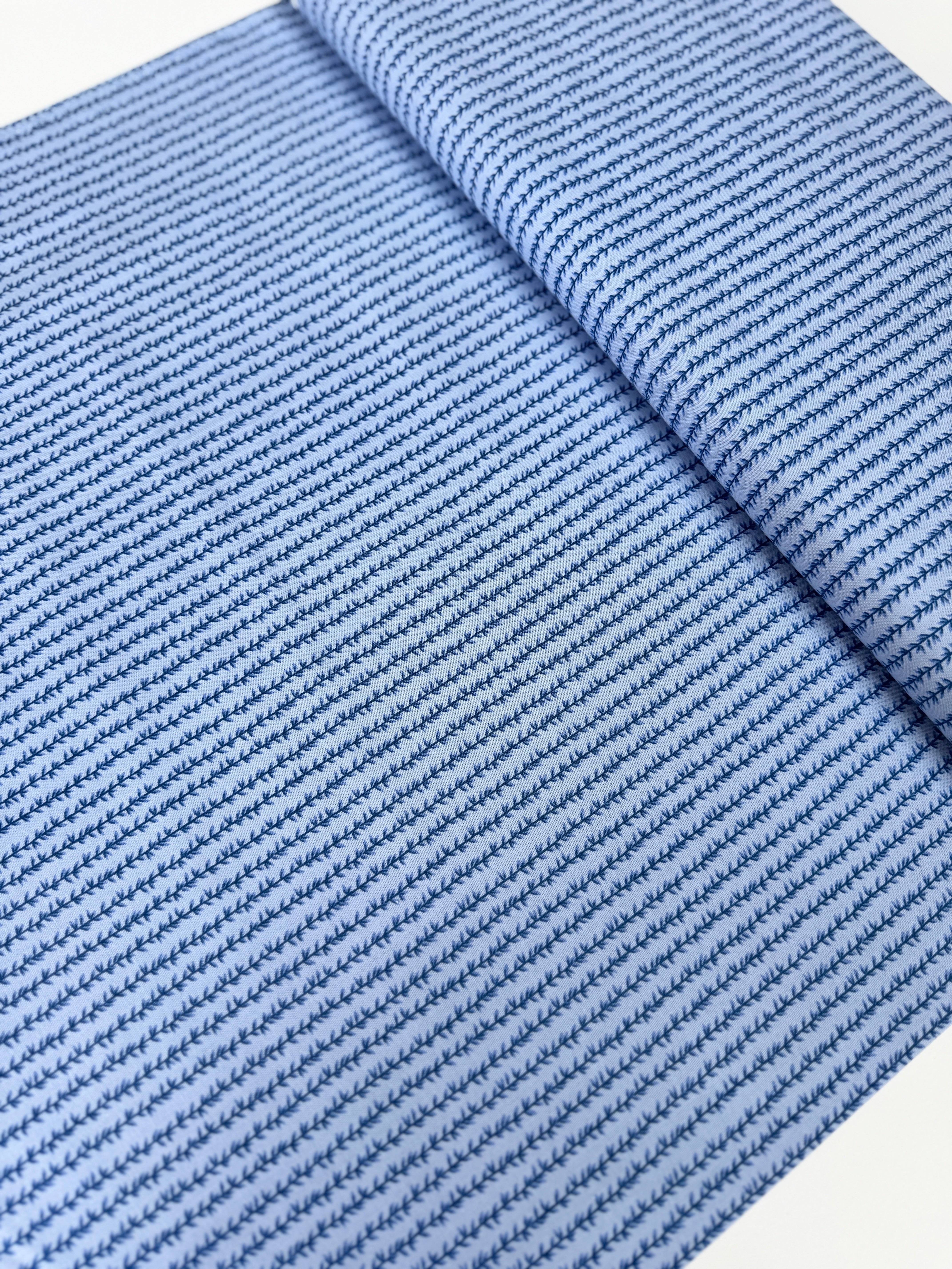 Strawberry Fields Laurel Stripe Chambray fabric by Rifle Paper Co. – blue stripe cotton chambray by Cotton + Steel