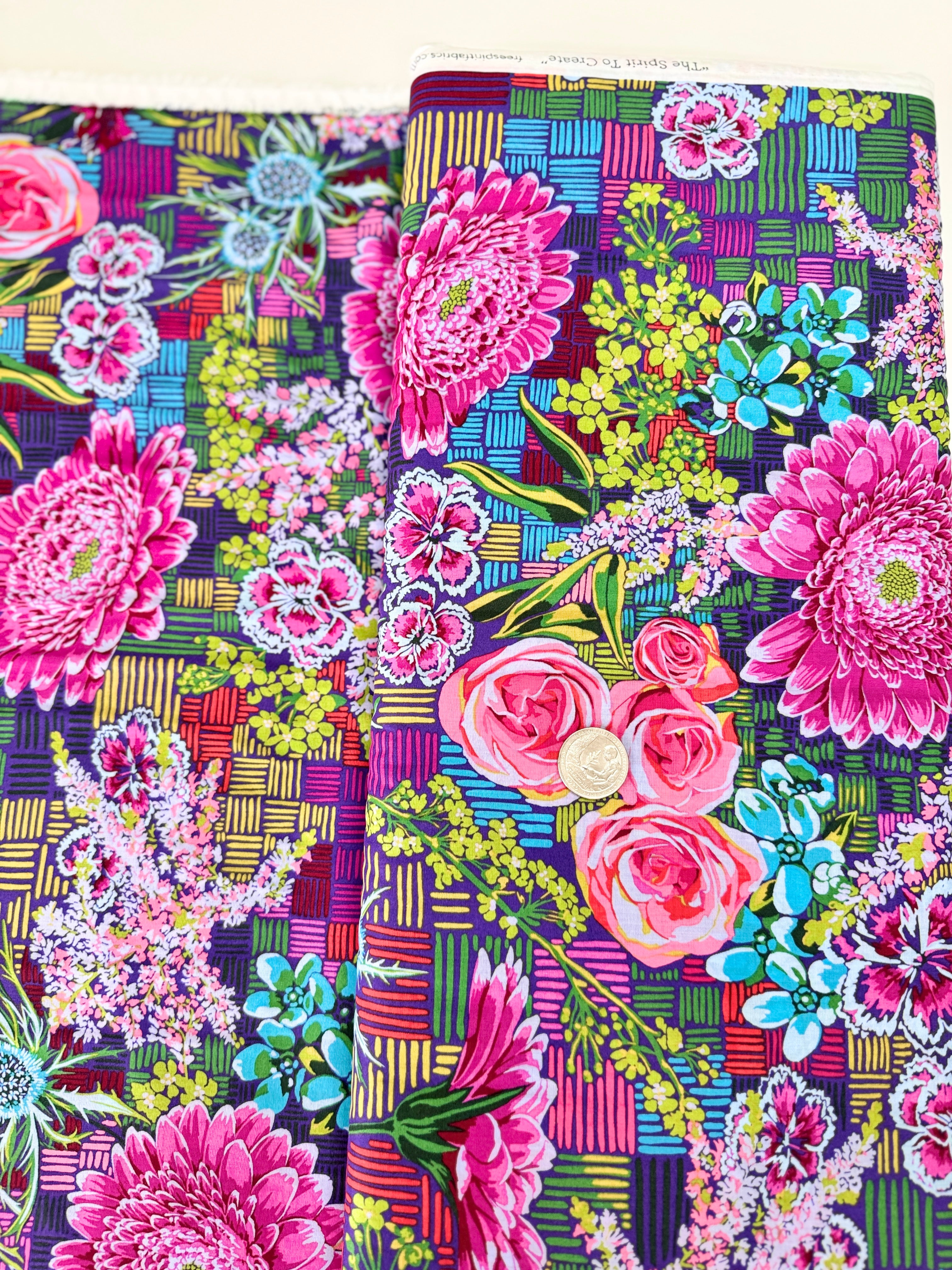 Love Always AM Source Code Glisten Cotton Lawn by Anna Maria Horner – Modern geometric fabric in vibrant jewel tones.