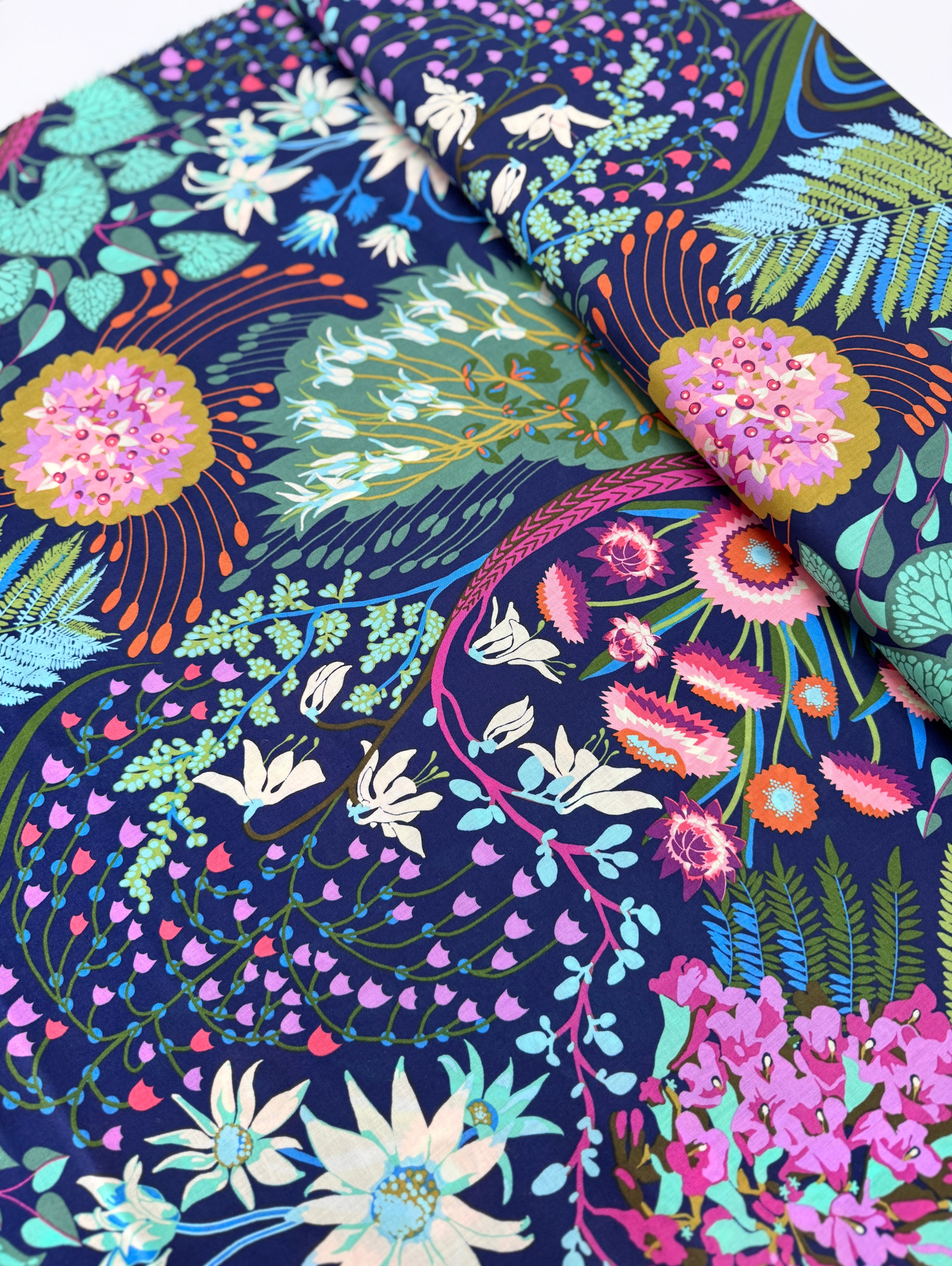 Love Always AM Source Code Glisten Cotton Lawn by Anna Maria Horner – Modern geometric fabric in vibrant jewel tones.