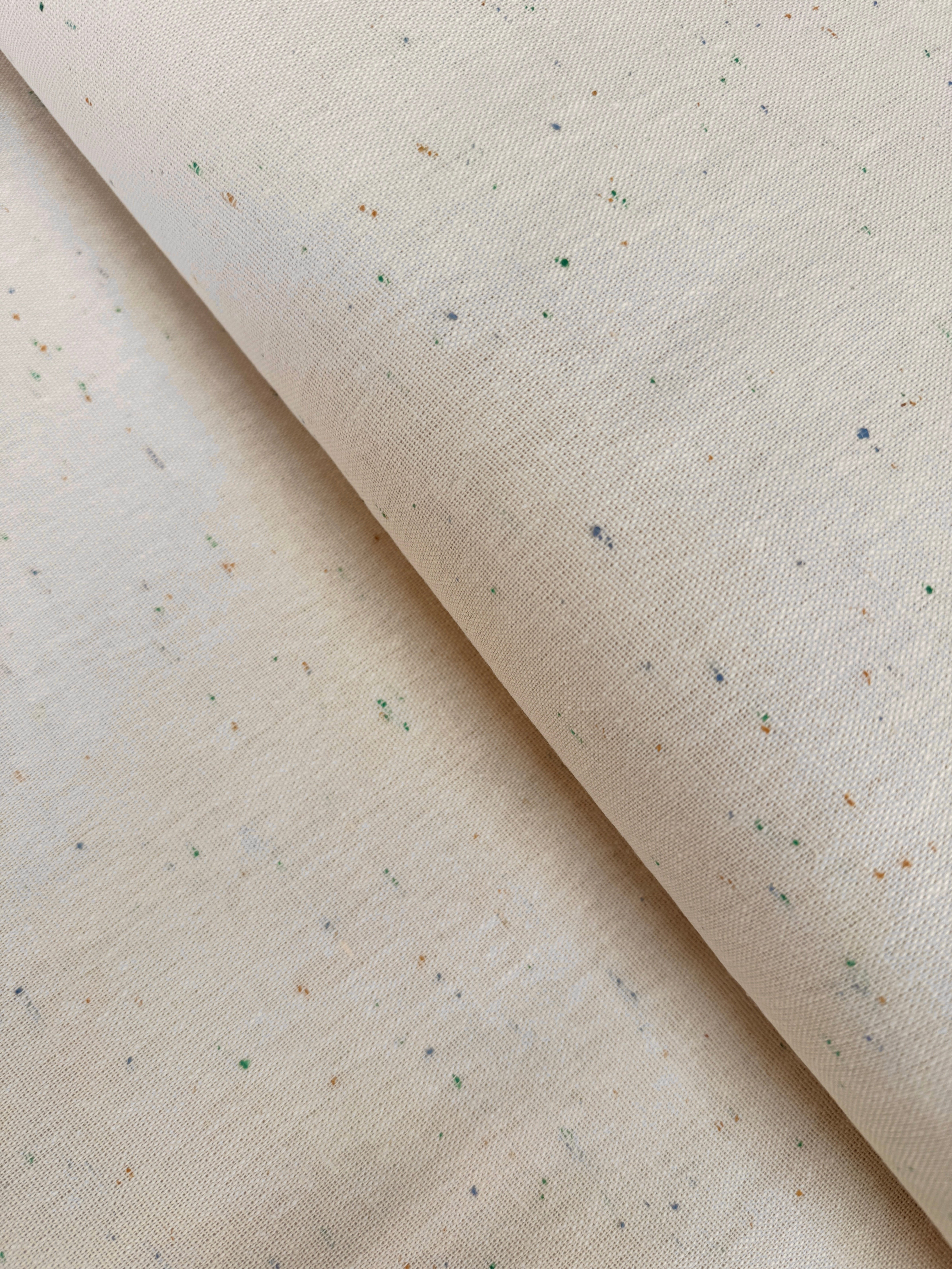 Essex Speckle Flax cotton-linen-spandex blend fabric by Robert Kaufman – speckled yarn-dye in flax color, 43"/44" wide
