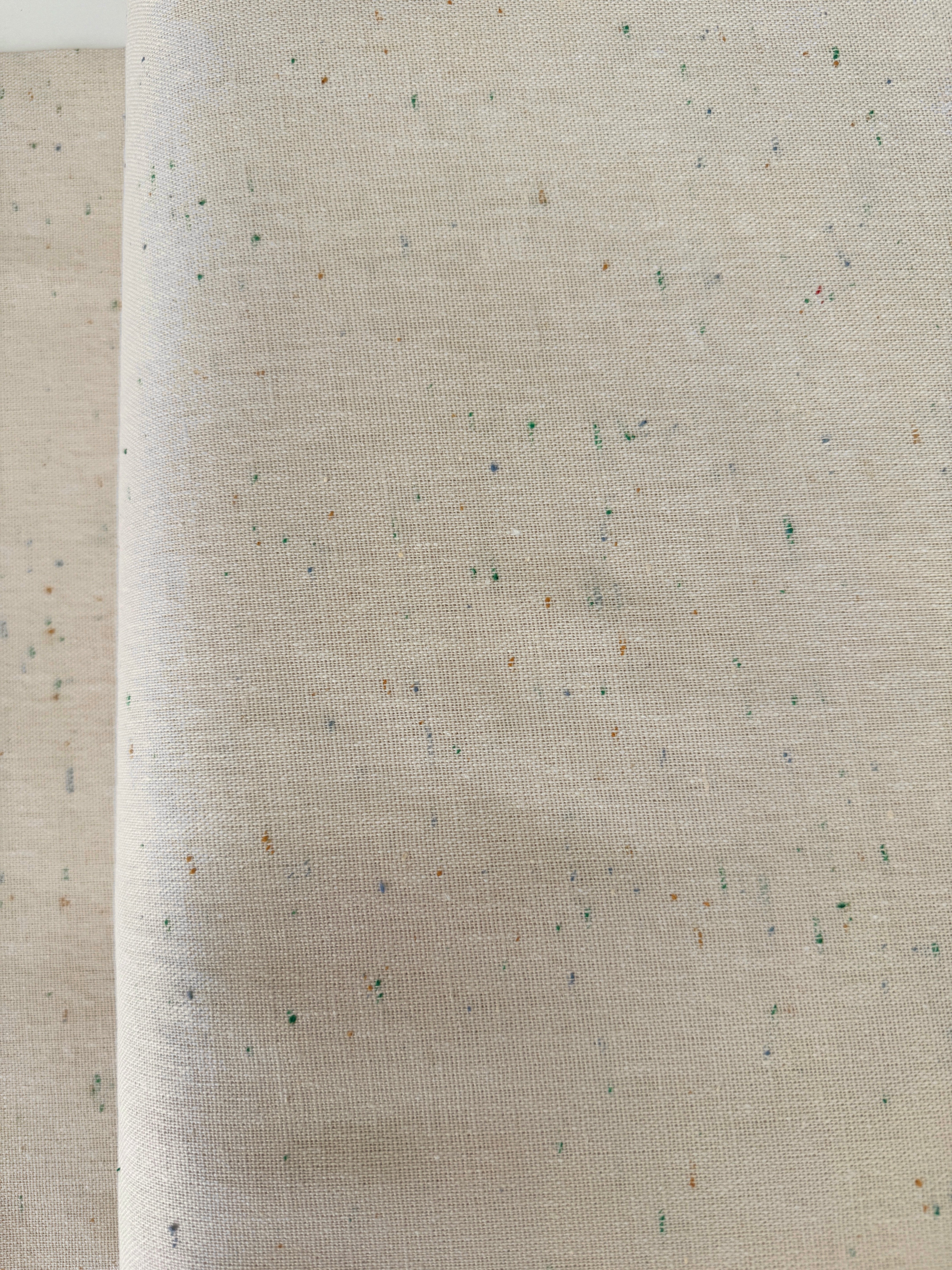 Essex Speckle Flax cotton-linen-spandex blend fabric by Robert Kaufman – speckled yarn-dye in flax color, 43"/44" wide