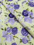 June’s Cottage Prized Roses Meadow cotton fabric by Briar Hill Designs for RJR Fabrics – rose blossoms in purple and lavender on soft background, 43"/44" wide