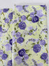 June’s Cottage Prized Roses Meadow cotton fabric by Briar Hill Designs for RJR Fabrics – rose blossoms in purple and lavender on soft background, 43"/44" wide