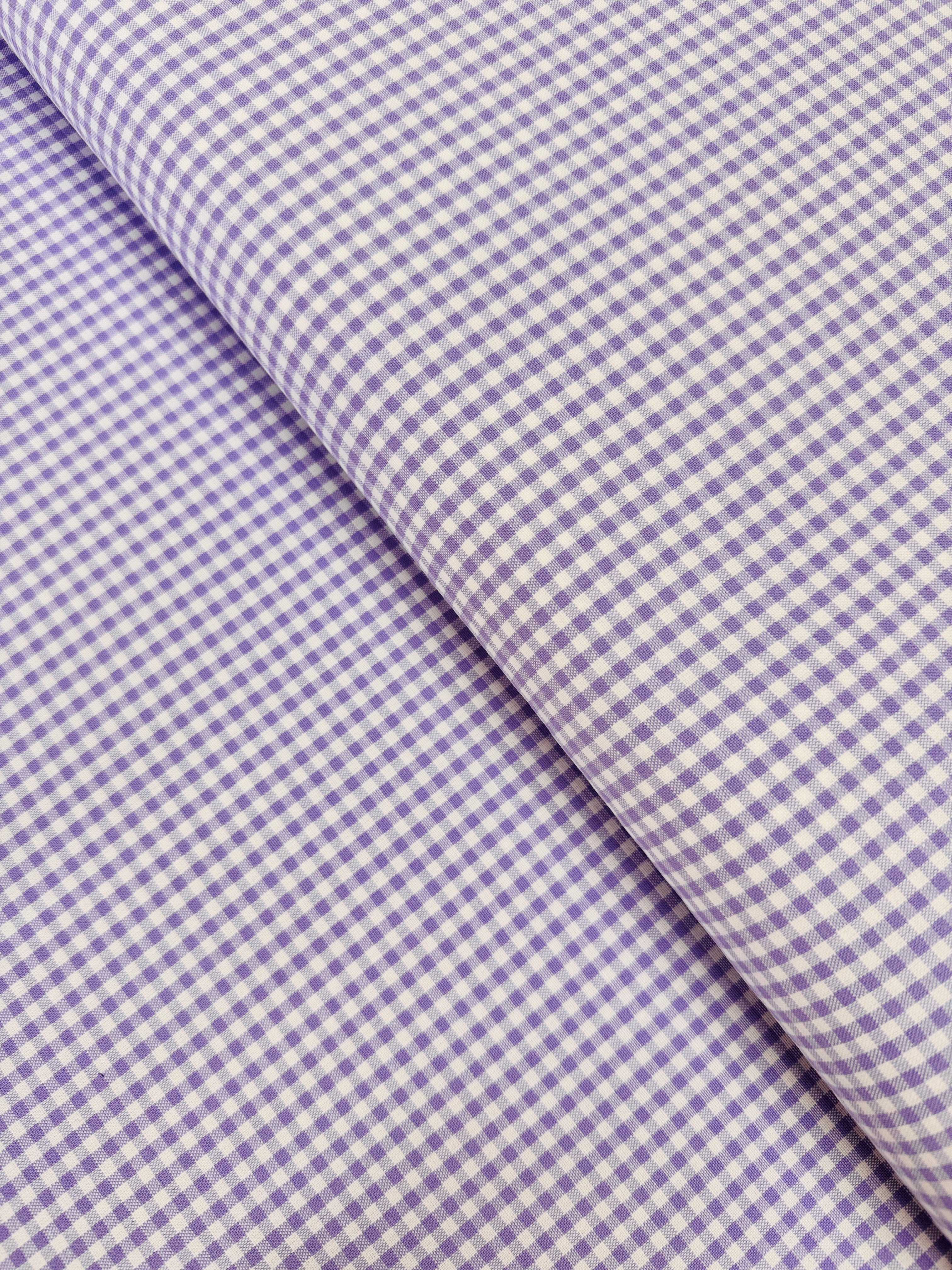 Lavender Carolina Gingham cotton fabric by Sevenberry – 1/8″ yarn-dyed gingham pattern, 43" wide cotton