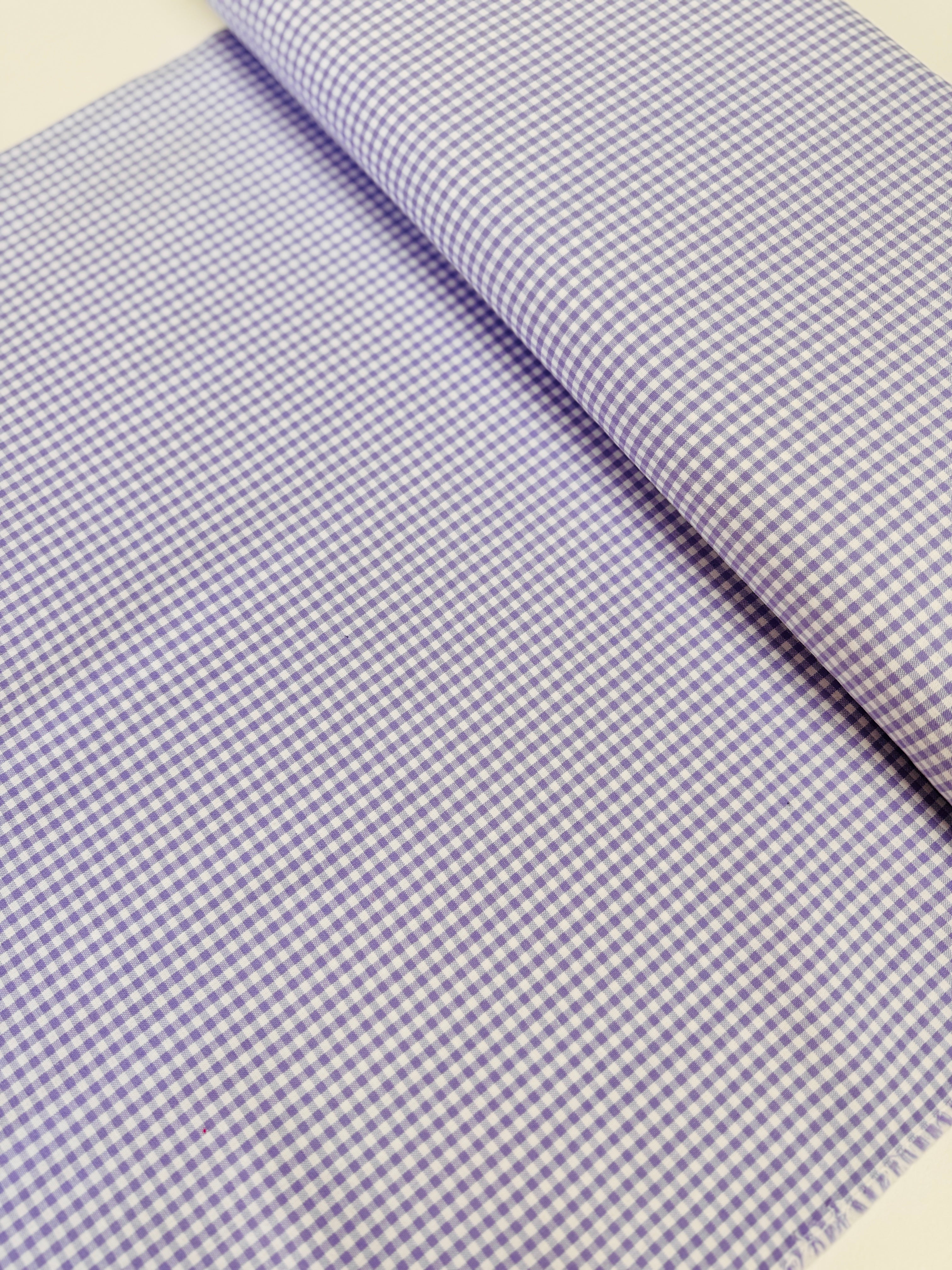 Lavender Carolina Gingham cotton fabric by Sevenberry – 1/8″ yarn-dyed gingham pattern, 43" wide cotton
