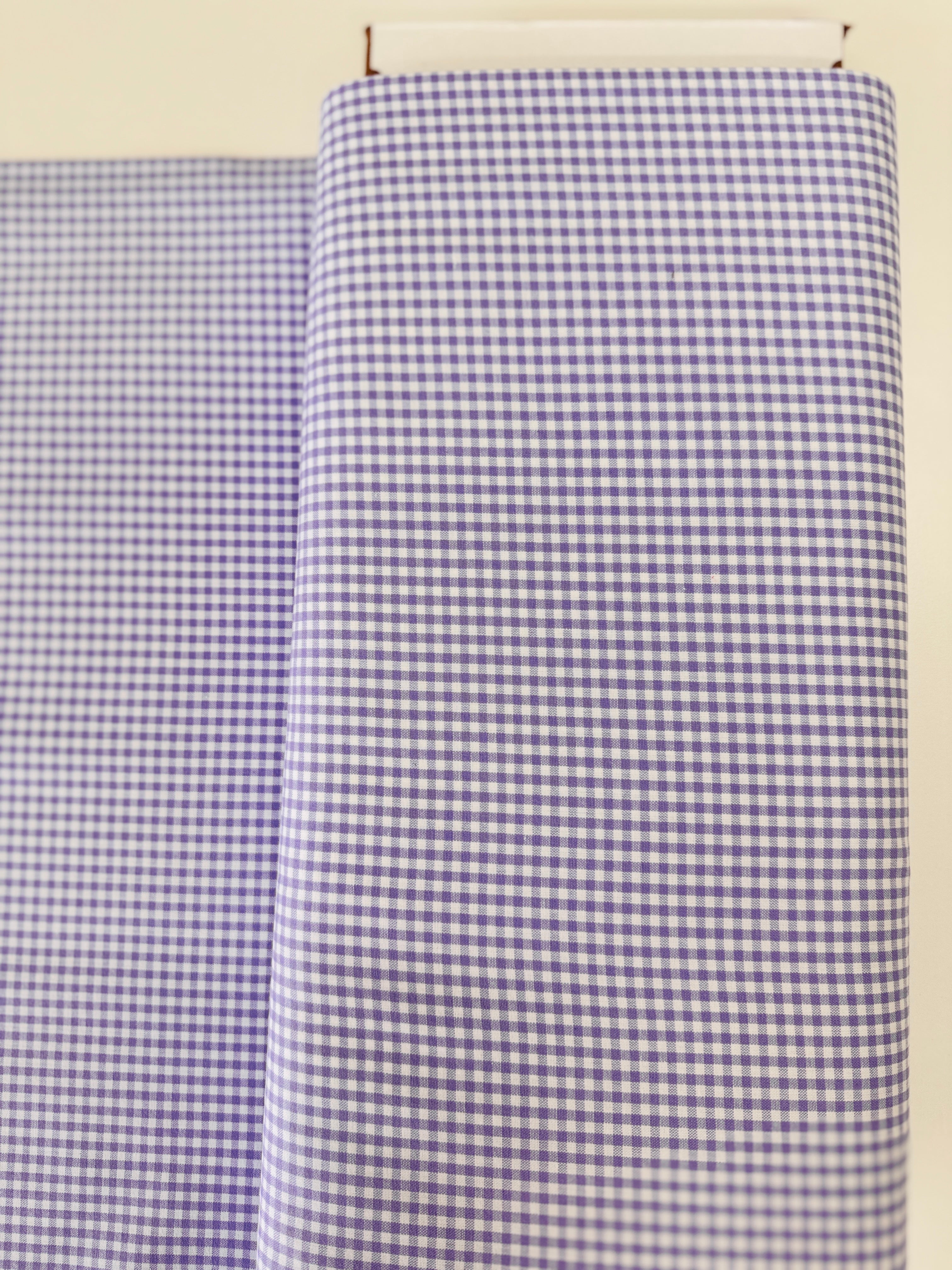 Lavender Carolina Gingham cotton fabric by Sevenberry – 1/8″ yarn-dyed gingham pattern, 43" wide cotton