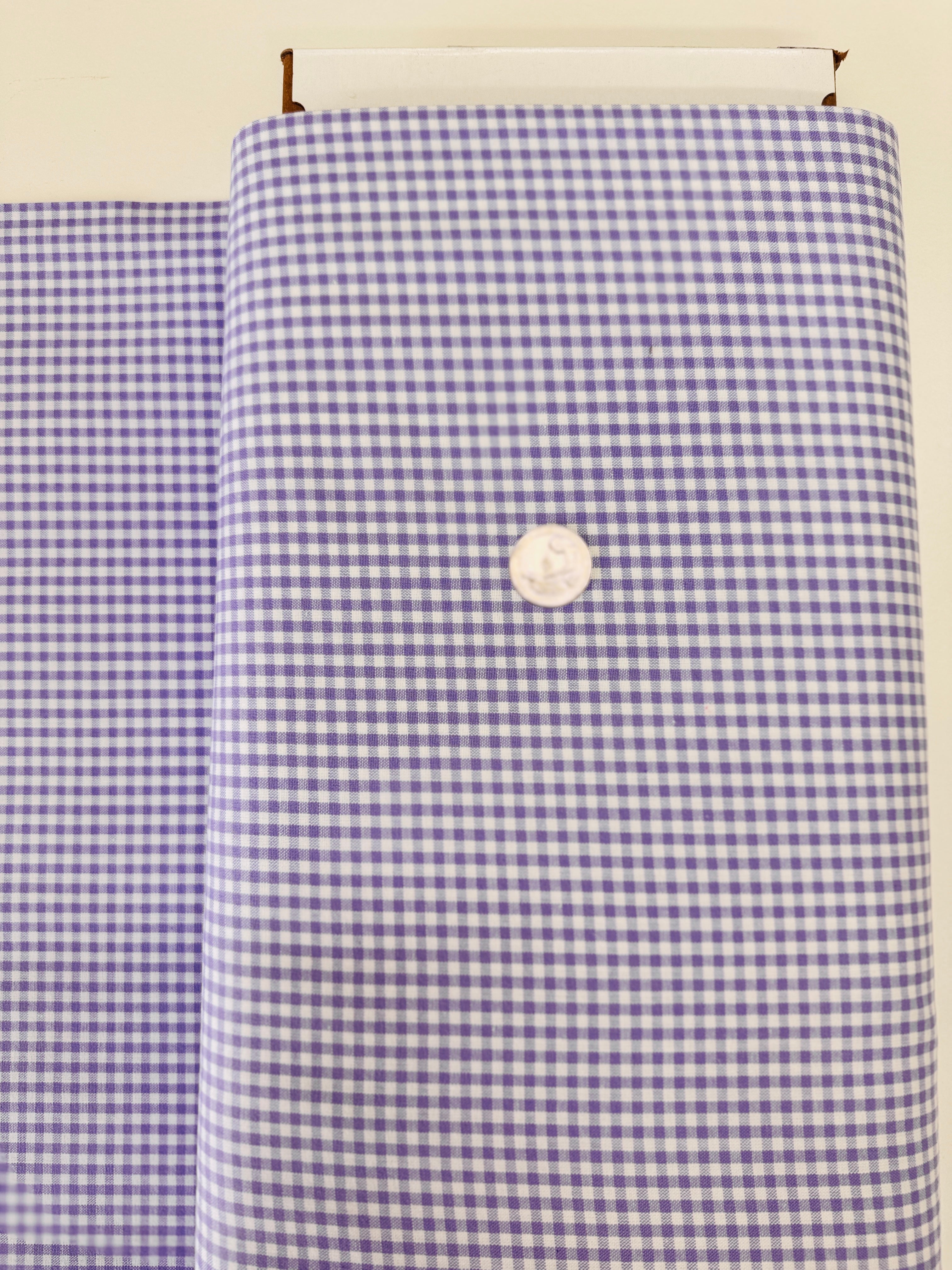Lavender Carolina Gingham cotton fabric by Sevenberry – 1/8″ yarn-dyed gingham pattern, 43" wide cotton