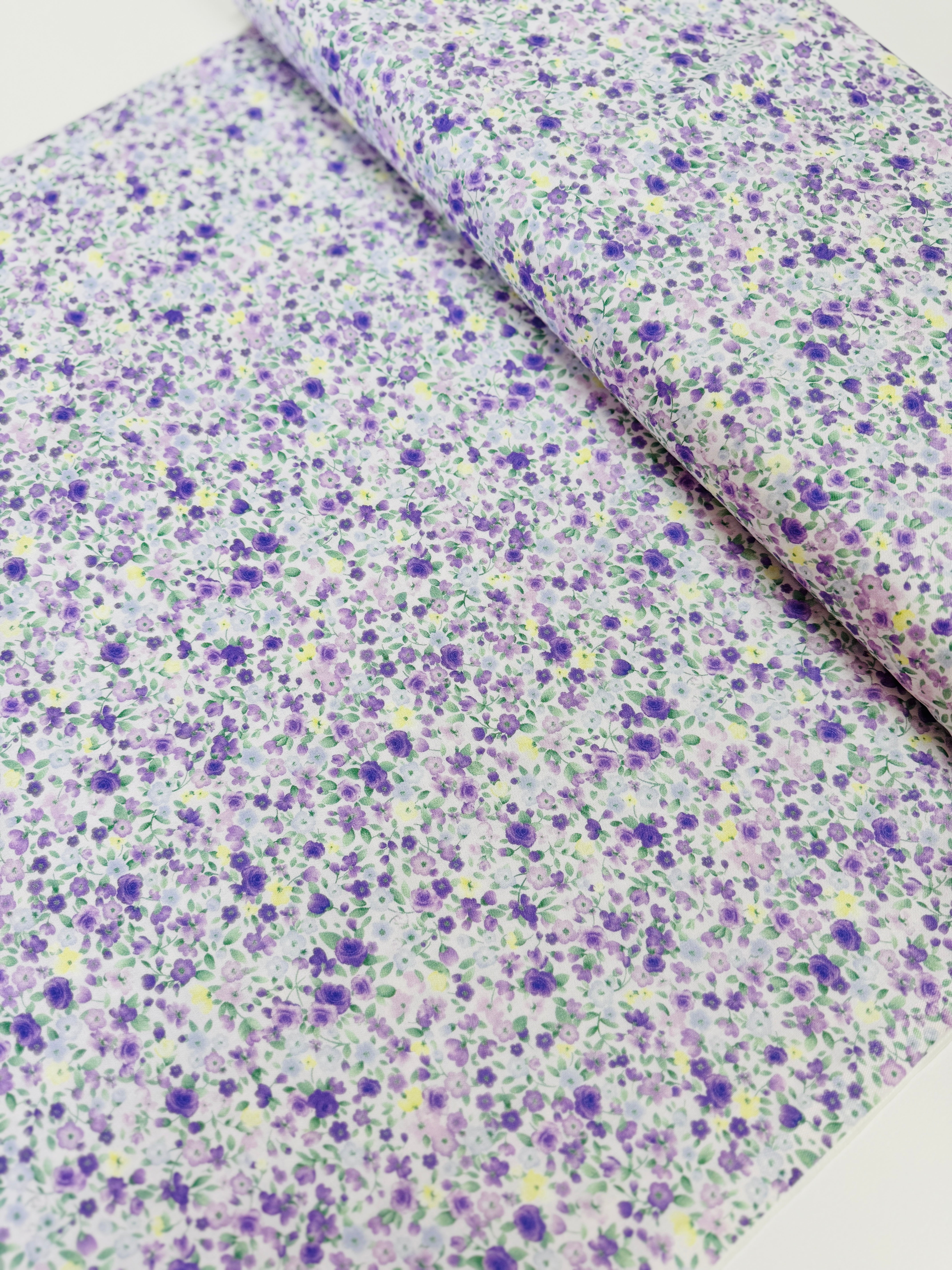 Tiny antique lilac floral cotton quilting fabric by Timeless Treasures – vintage-style ditsy blooms on soft purple background, 43″ wide