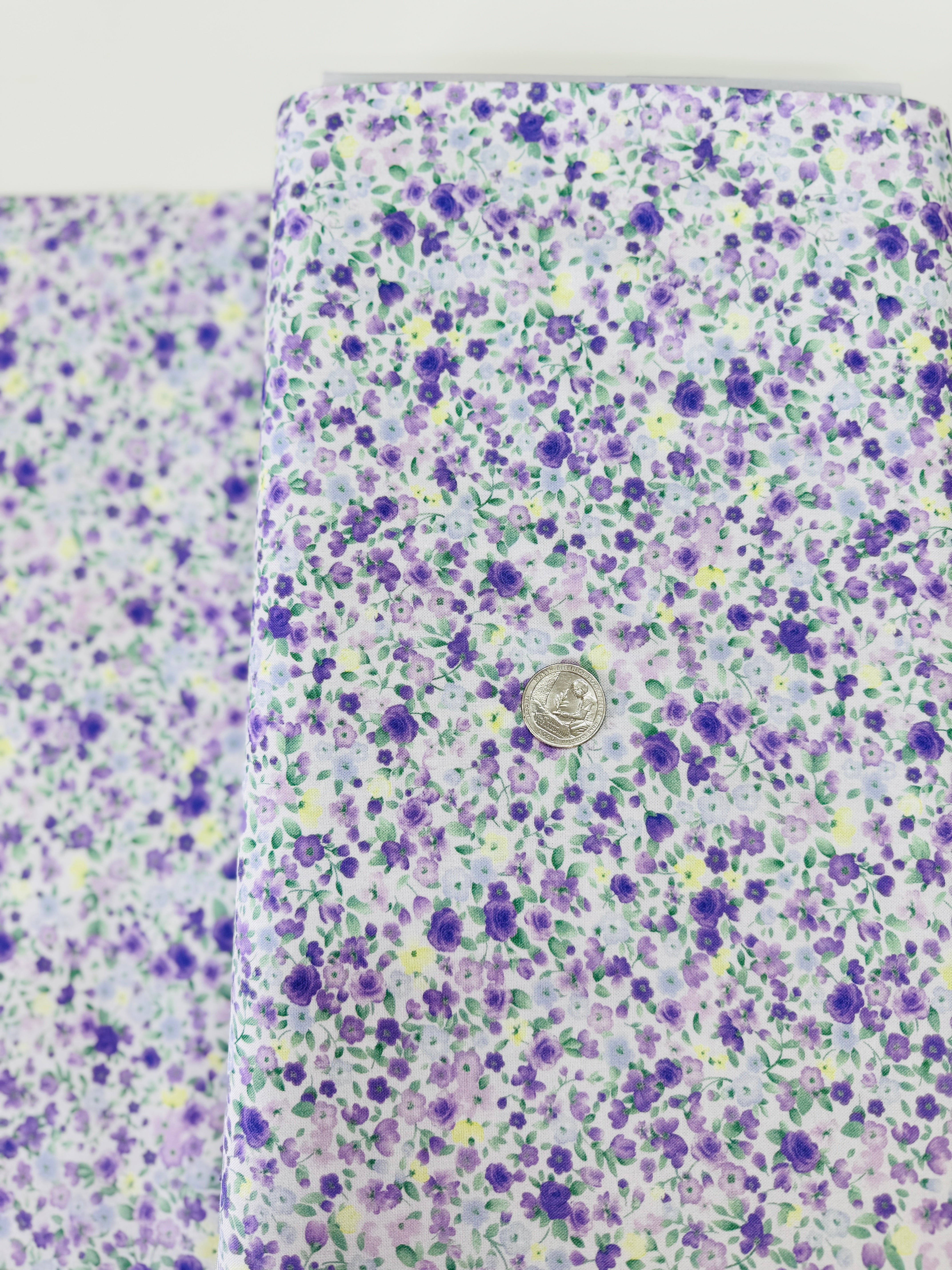 Tiny antique lilac floral cotton quilting fabric by Timeless Treasures – vintage-style ditsy blooms on soft purple background, 43″ wide