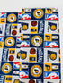 Licensed Indiana Pacers cotton fabric by Camelot Fabrics – 44" wide quilting cotton featuring Pacers logos and team colors