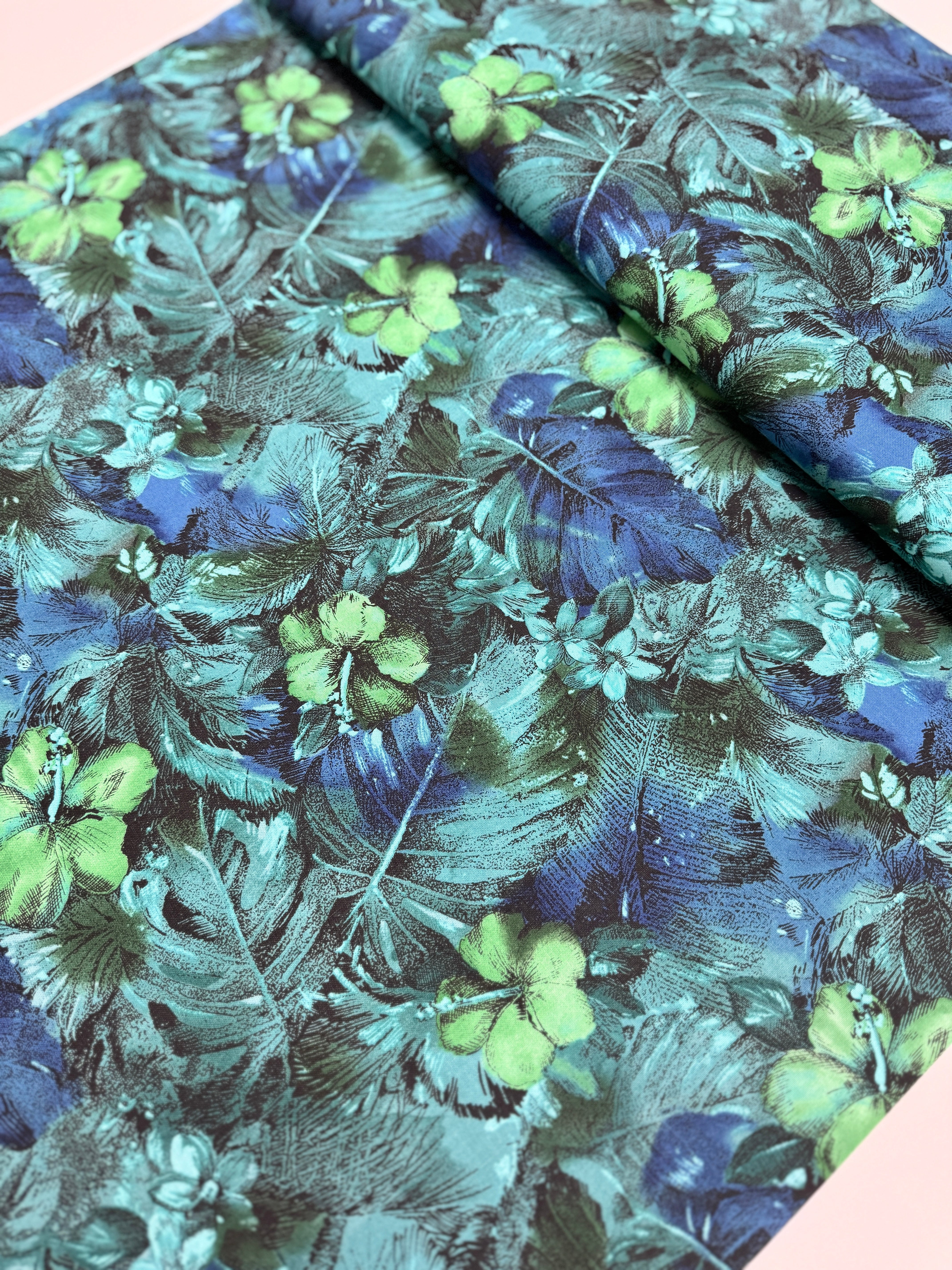 Casablanca Floral Teal quilting cotton by Jinny Beyer for RJR Fabrics in rich teal background with oversized floral motifs