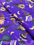 Spooktacular Gnomes fabric with purple background, Halloween gnomes, pumpkins, and stars – 12796-66 by Andi Metz for Kanvas Studio.