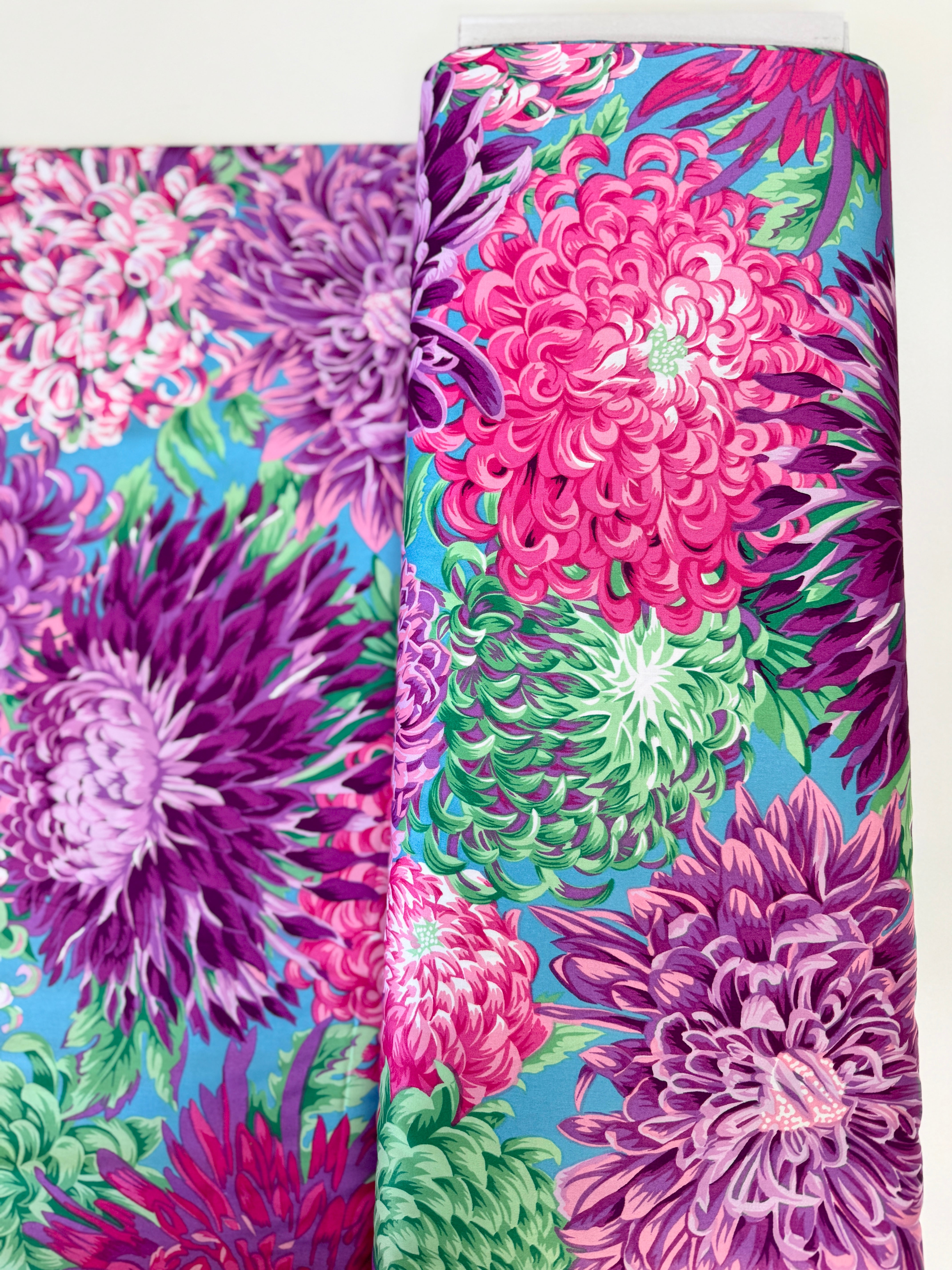 Japanese Chrysanthemum quilt backing fabric in magenta – 108” wide floral by Kaffe Fassett Collective