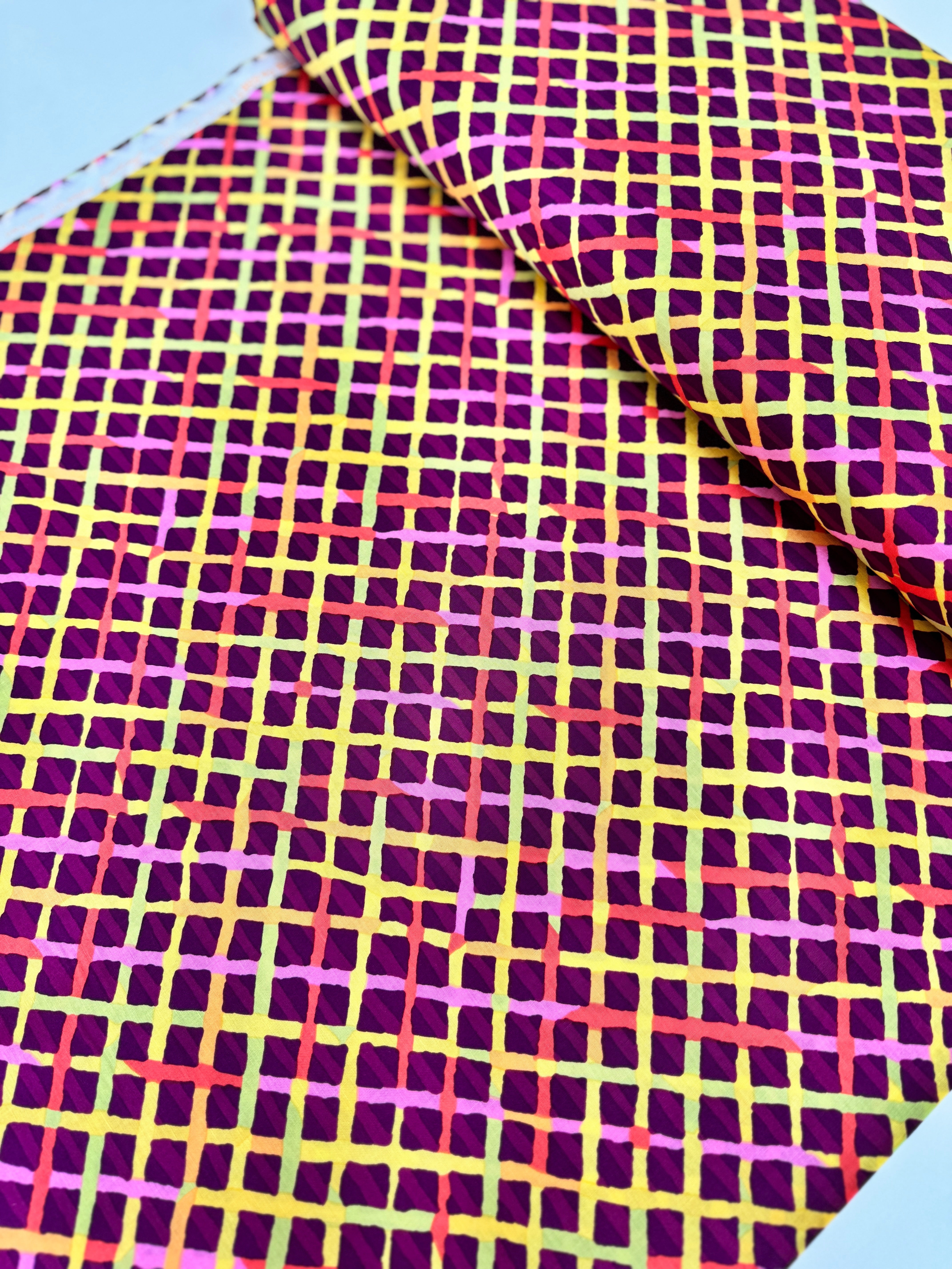 Mad Plaid Maroon fabric by Brandon Mably – Kaffe Fassett Collective Classics, 100% cotton wide quilt fabric