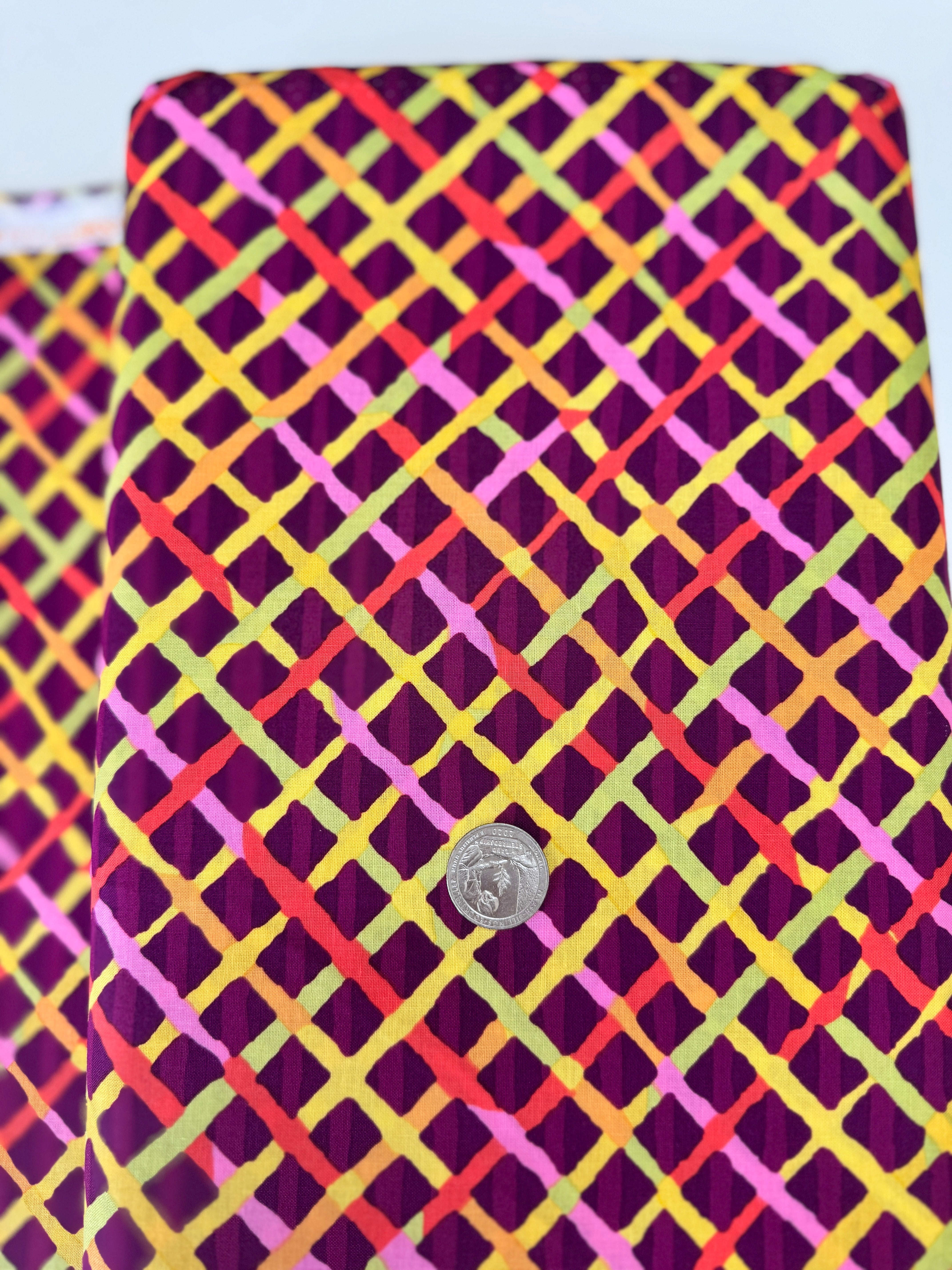 Mad Plaid Maroon fabric by Brandon Mably – Kaffe Fassett Collective Classics, 100% cotton wide quilt fabric